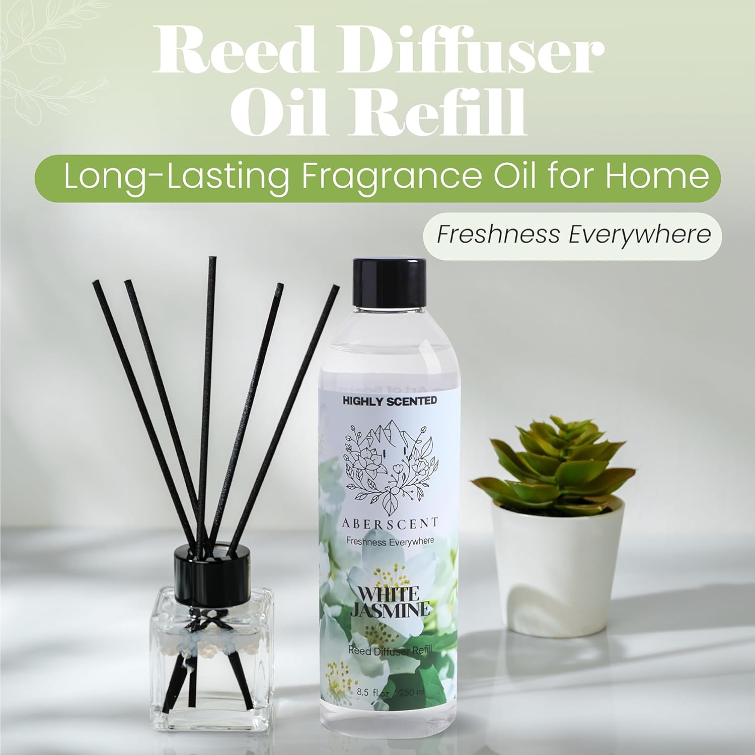 White Jasmine Premium Reed Diffuser Oil Refill 85 Fl Oz