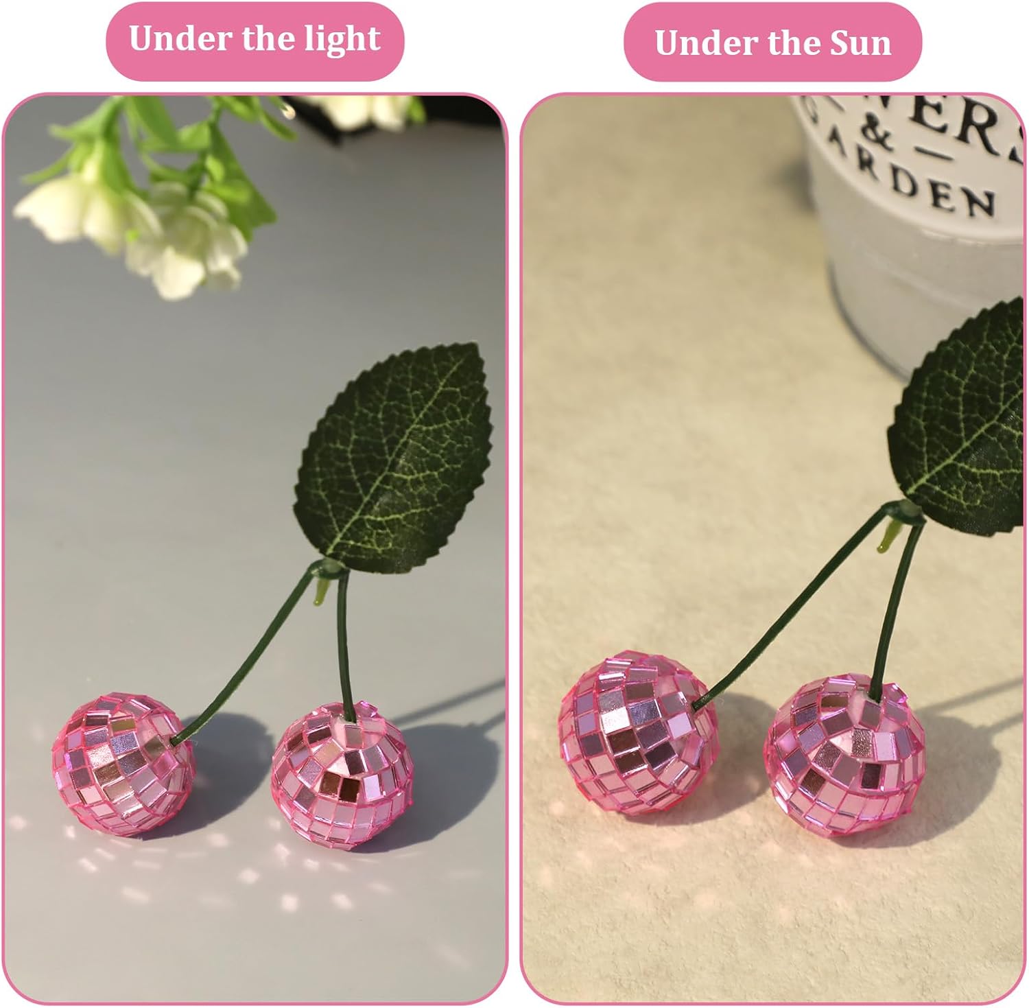 2Pcs Small Cherry Disco Ball Decor Pink