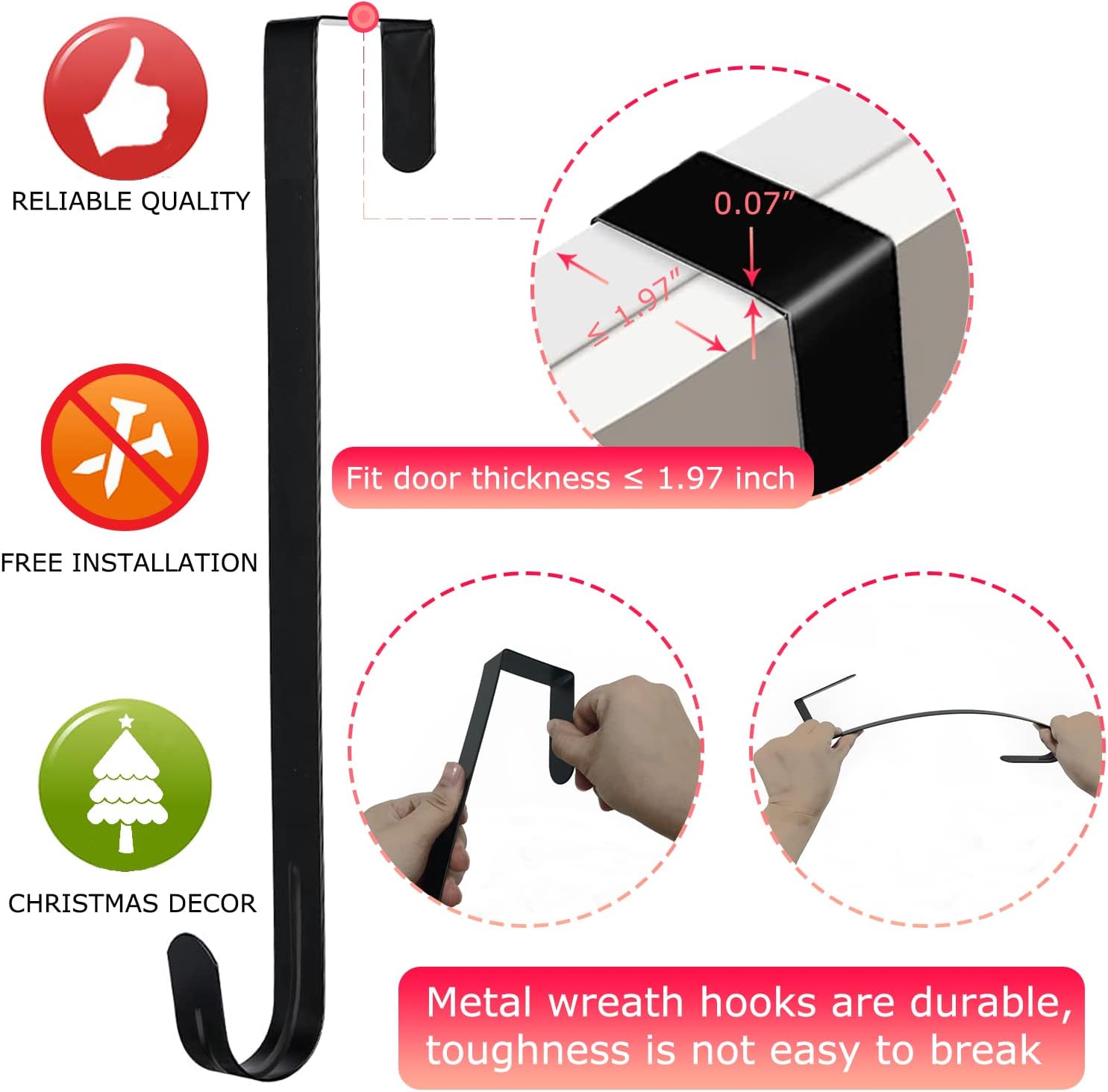 Komotu 12 Inch Wreath Hanger for Front Door