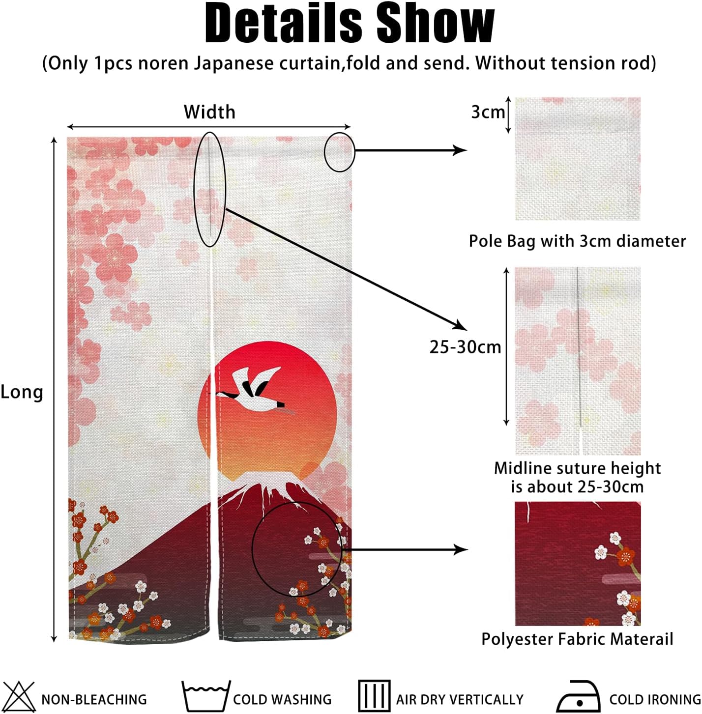 Long Japanese Noren Door Curtain Boho Style