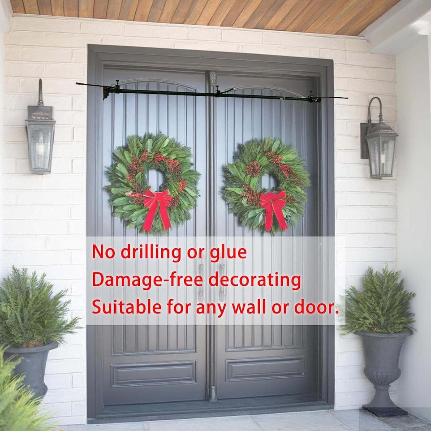 Double Door Christmas Decoration Hanger Black Metal Adjustable