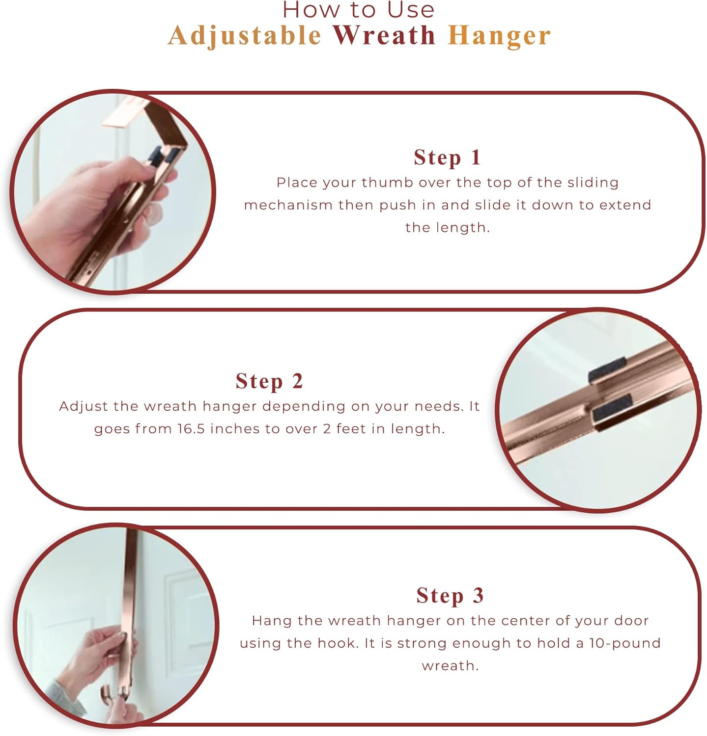 Haute Decor Adjustable Wreath Hanger 2 Pack Bronze