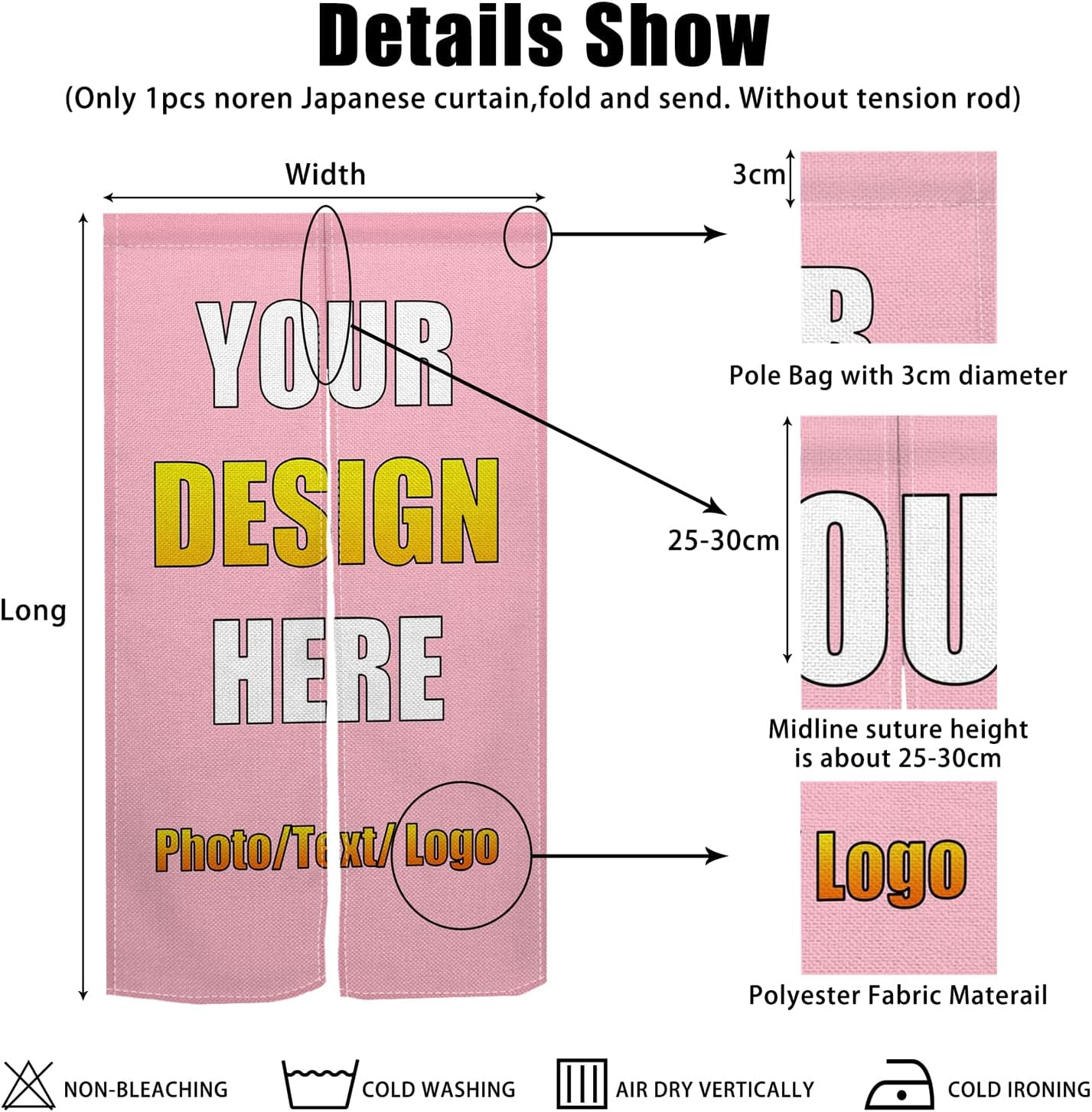 Leowefowa Custom Noren Doorway Curtain Panels