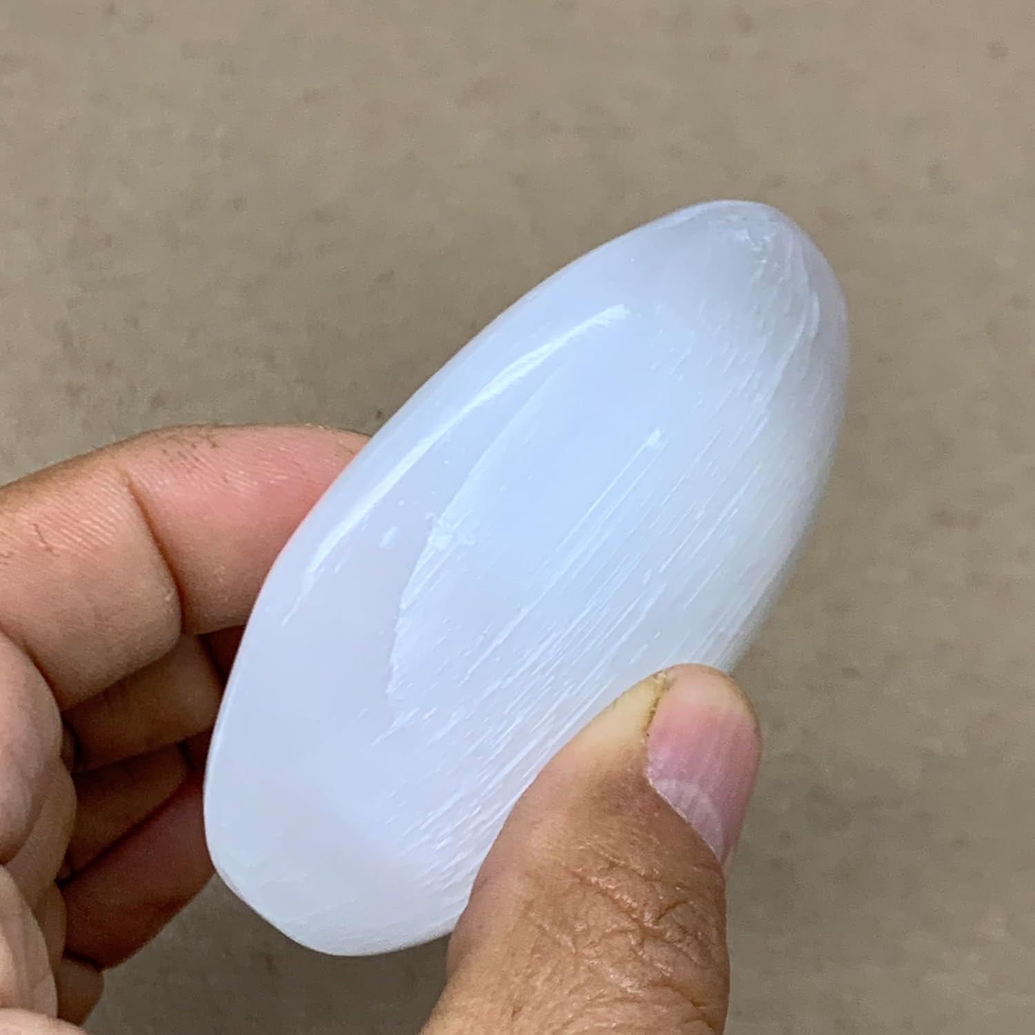WatanGems 110g Natural Selenite Palm-Stone Crystal Pillow Shape Collectible