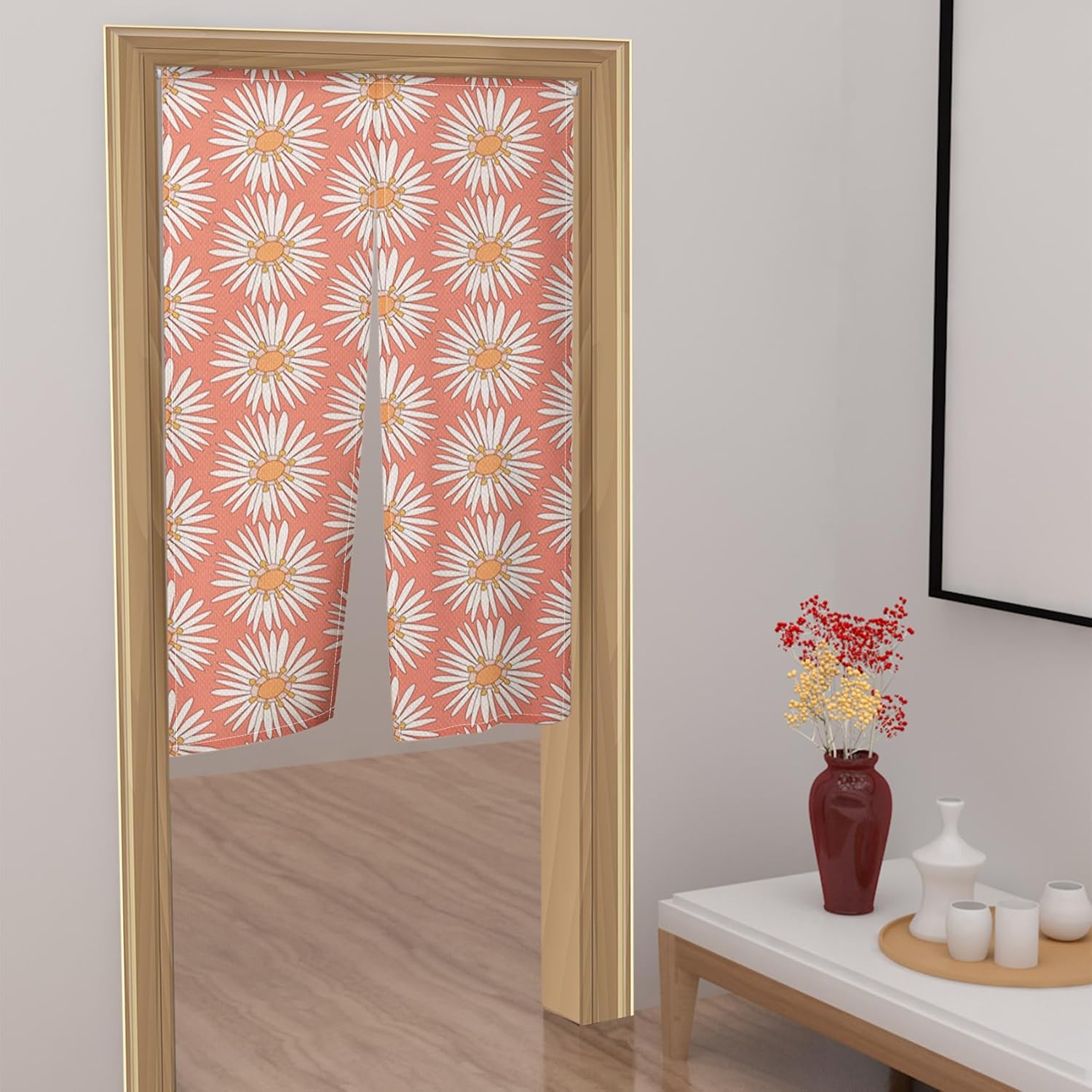 Japanese Noren Door Curtain 34x60 Pink Flower Petals