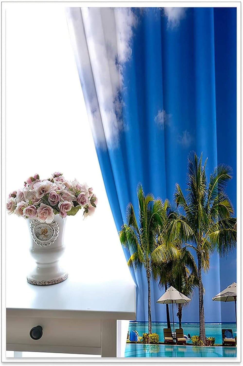 Blackout Curtains for Balcony Windows 2 Panels Blue Green
