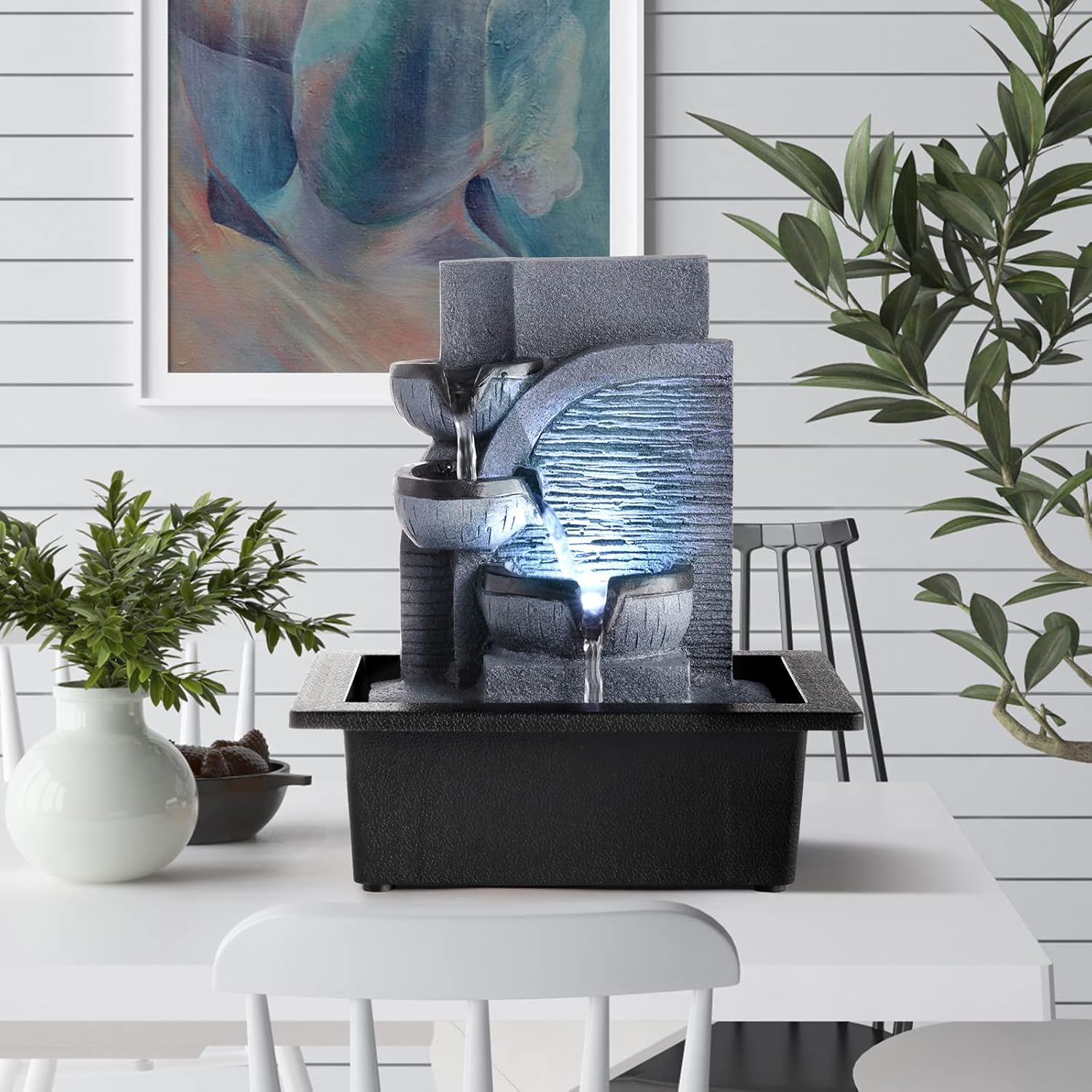 WICHEMI Indoor Waterfall Fountain with LED Light