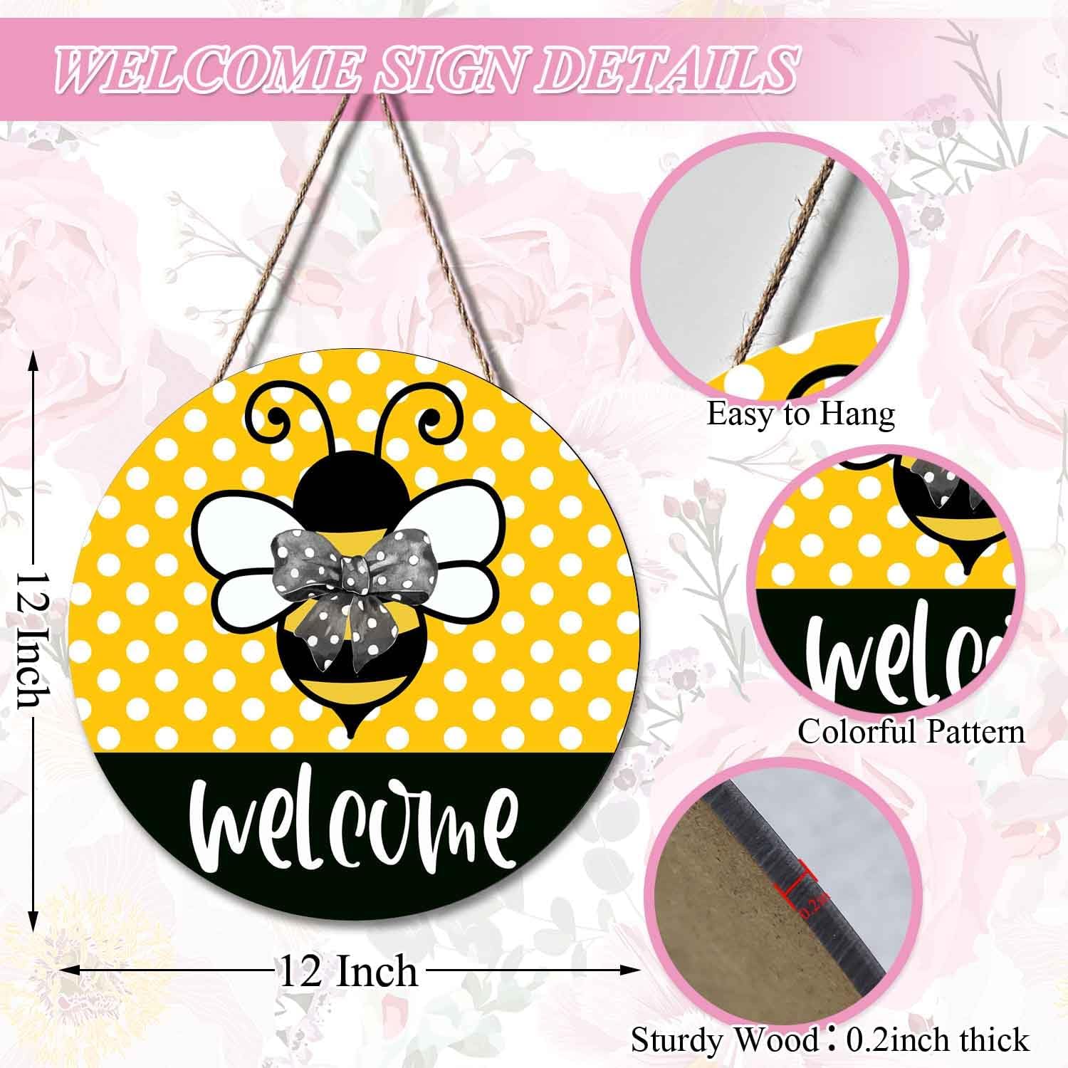 Ceutoiy Bee Wreath Hanger for Front Door Decor