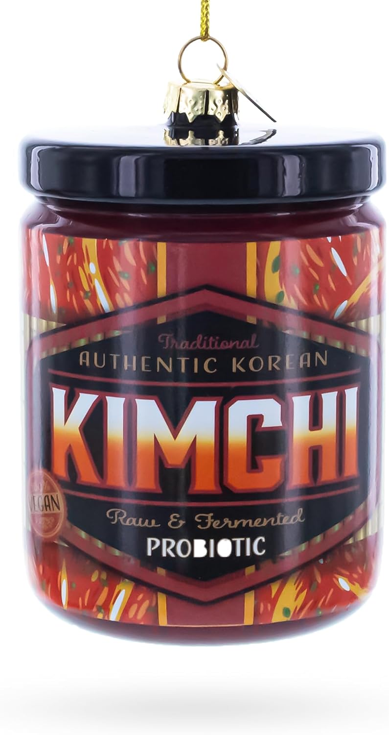 Spicy Kimchi Jar Glass Christmas Ornament