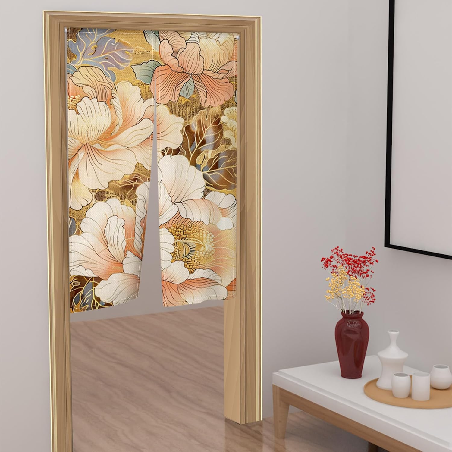 Chinese Style Blooming Flowers Curtain Noren Door Divider