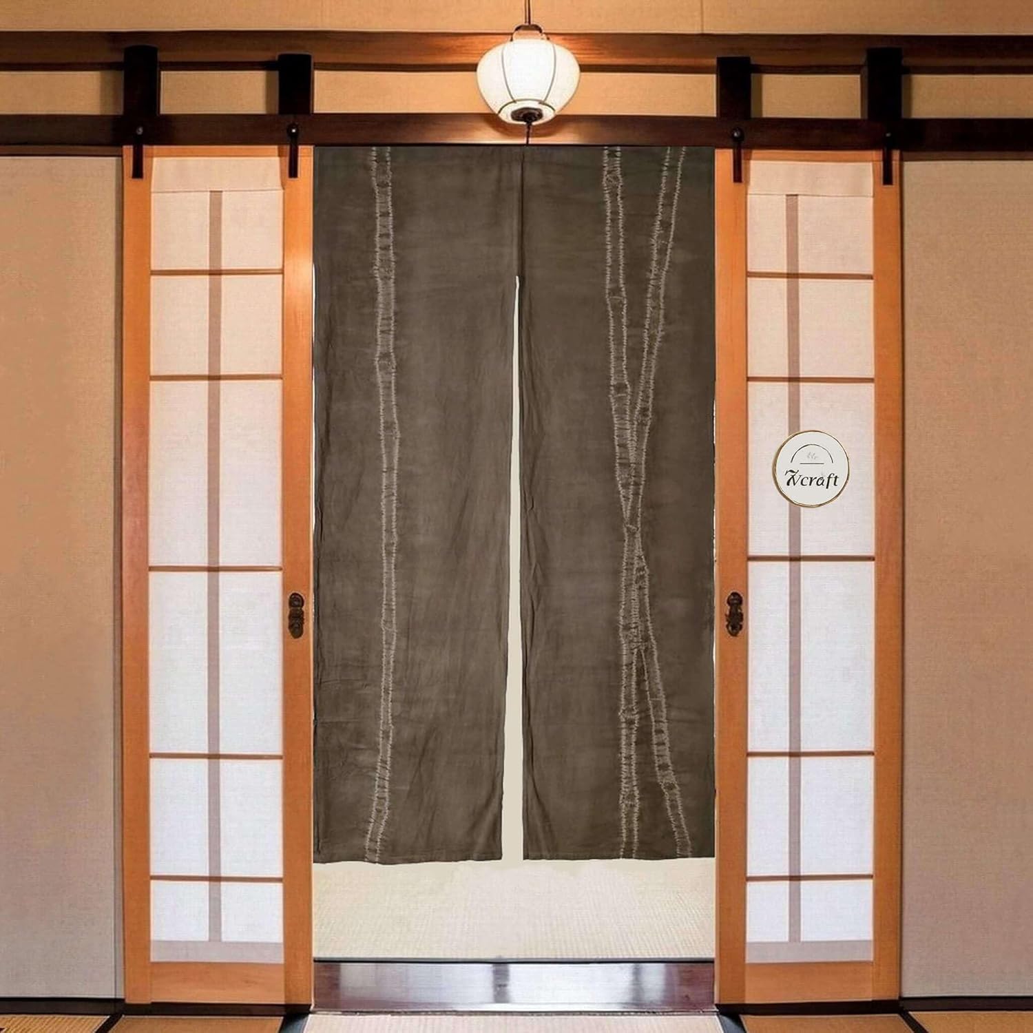 Handmade Japanese Shibori Noren Curtain 335x65in Bamboo