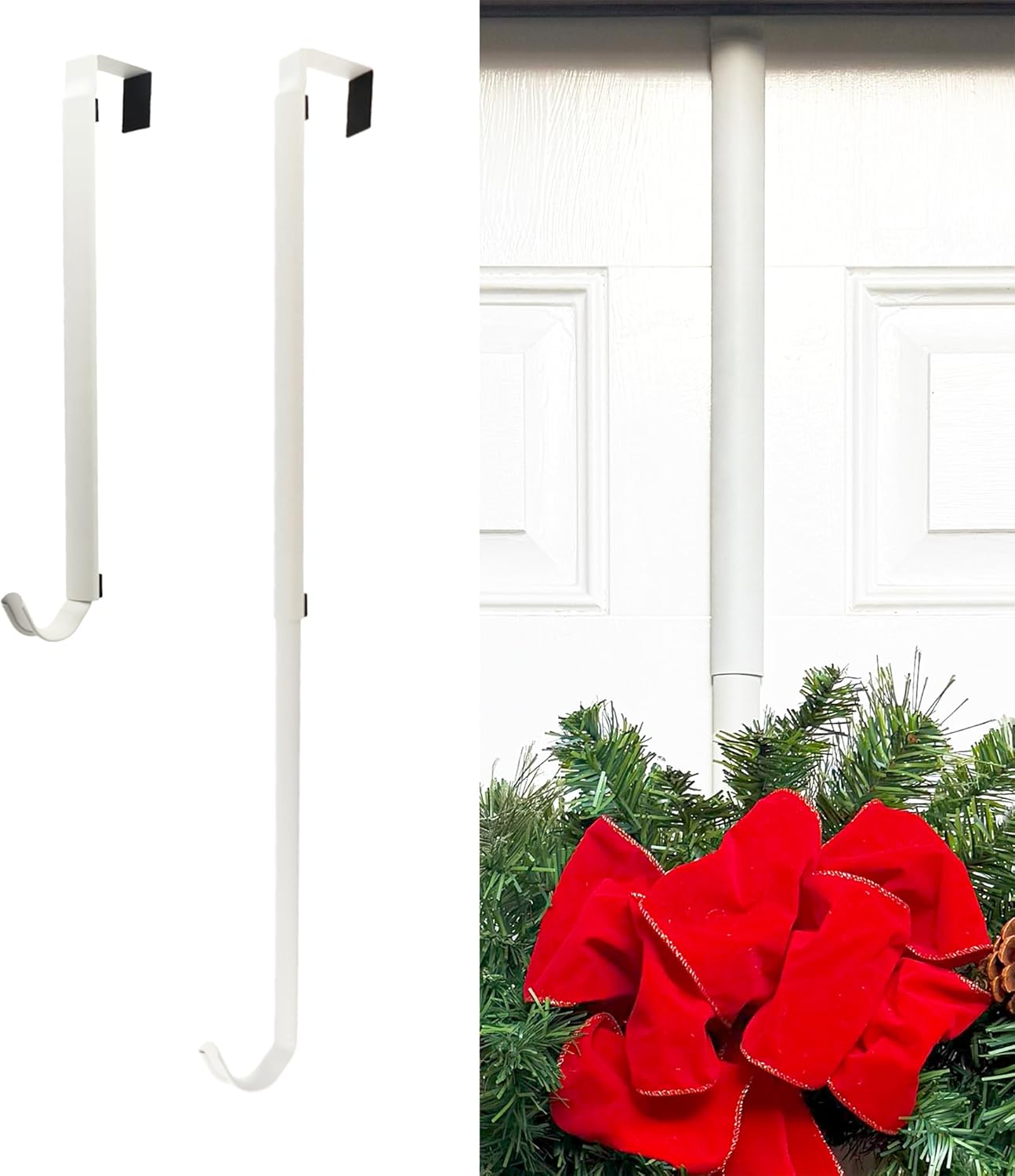Haute Decor Adjustable Wreath Hanger - Matte White 30 lbs Capacity