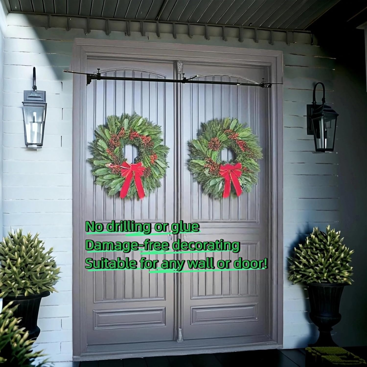 Adjustable Garland Hanger for Front Door - No Screws Needed
