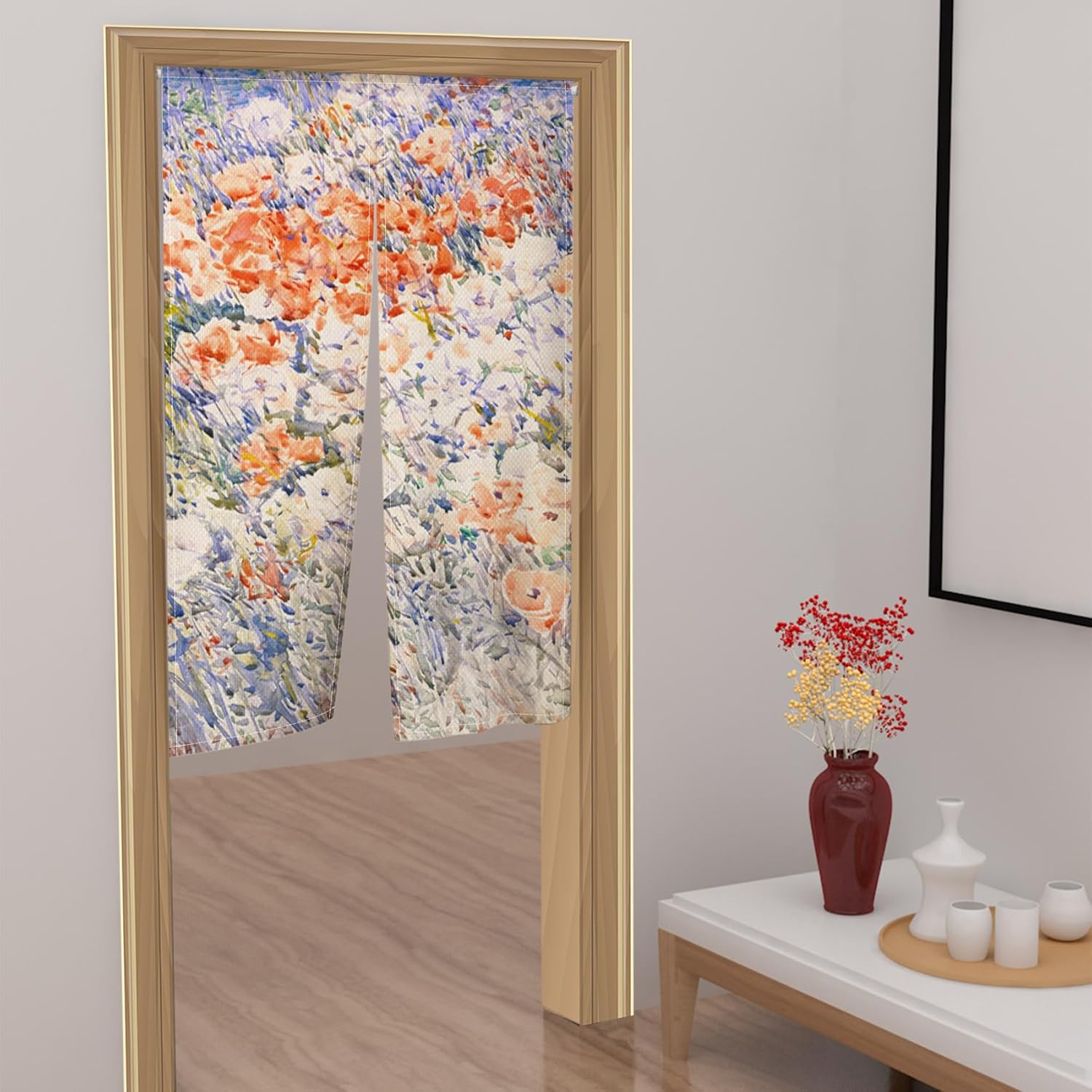 Japanese Noren Door Curtain Abstract Floral Style Panel