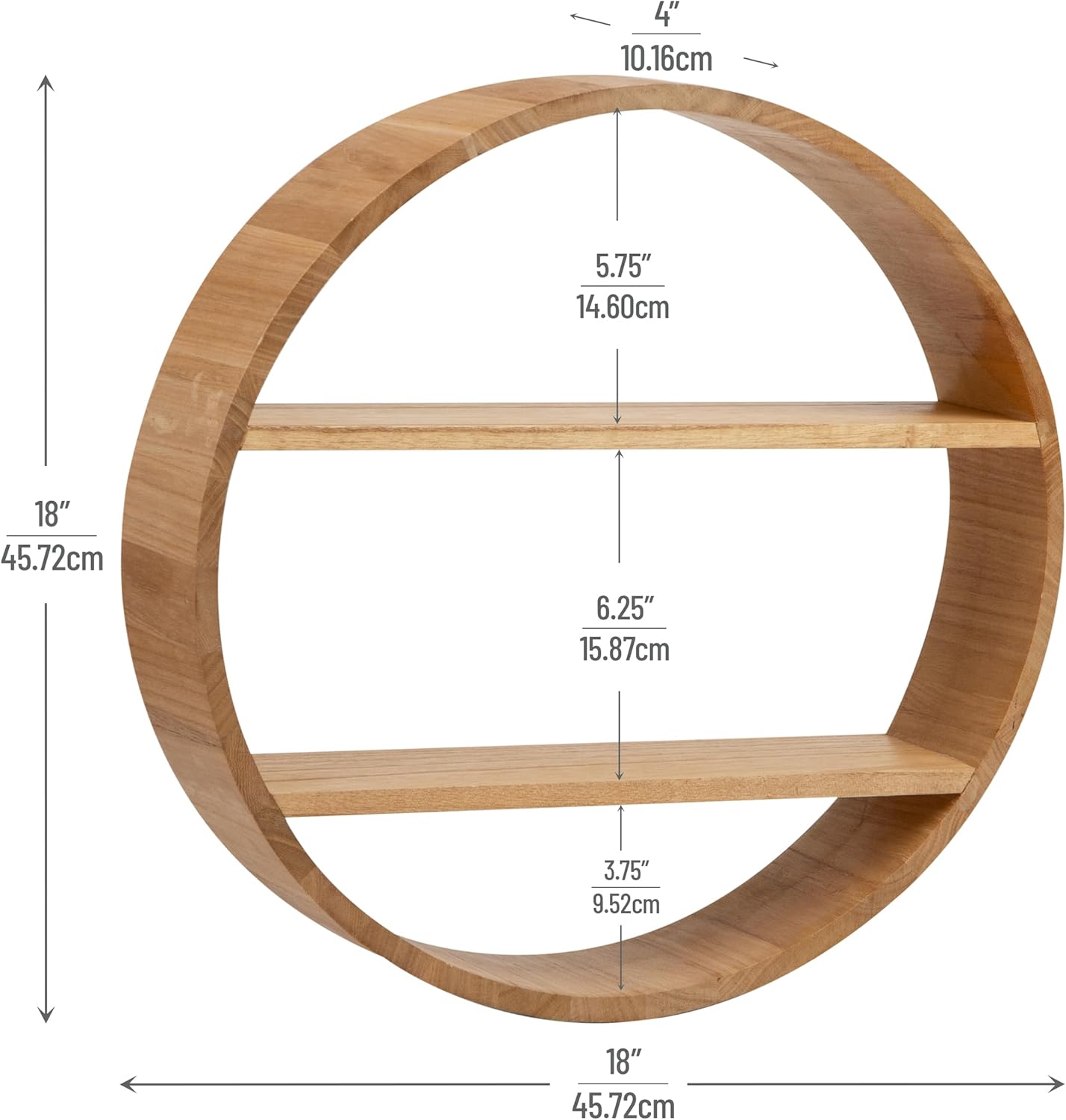 Mind Reader Circular Floating Shelf 18x18x4 Brown