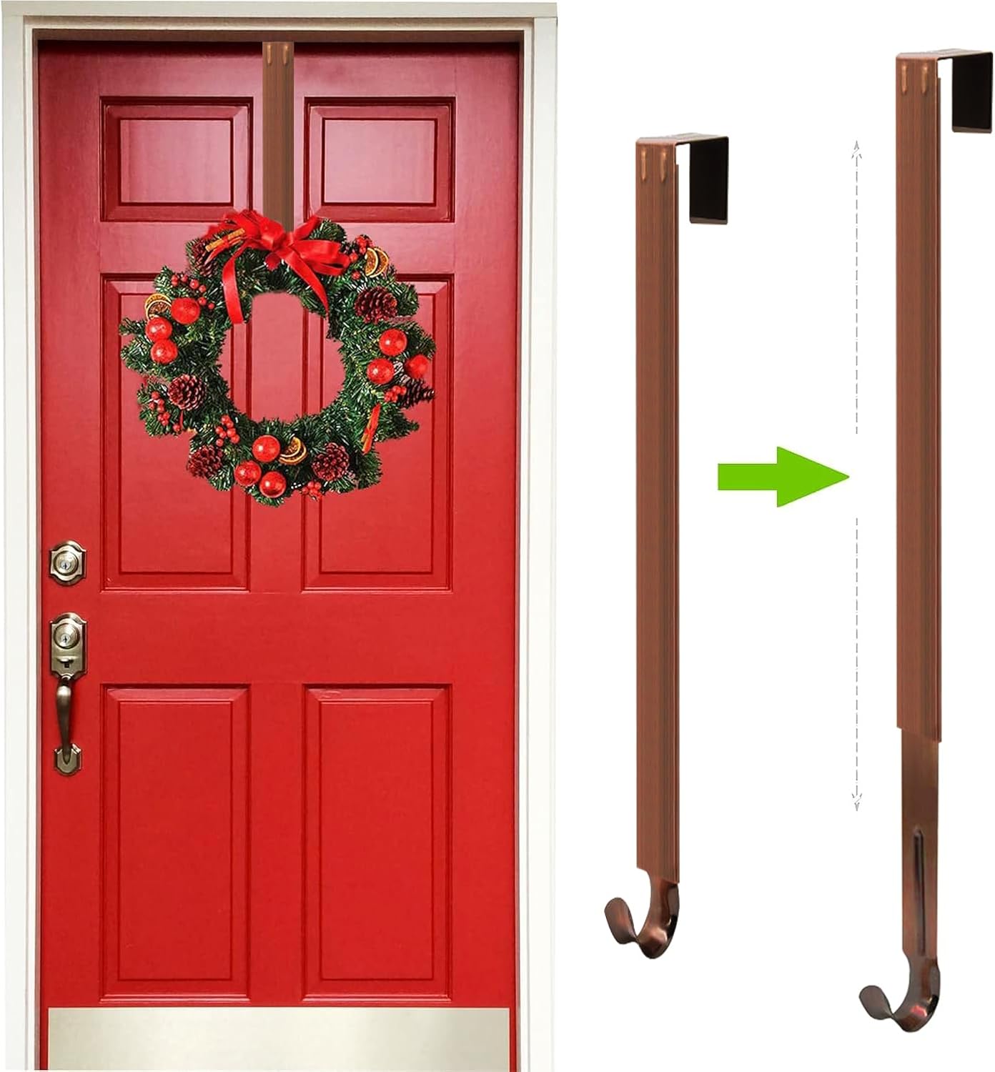 Adjustable Wreath Hanger for Front Door Brushed Bronze
