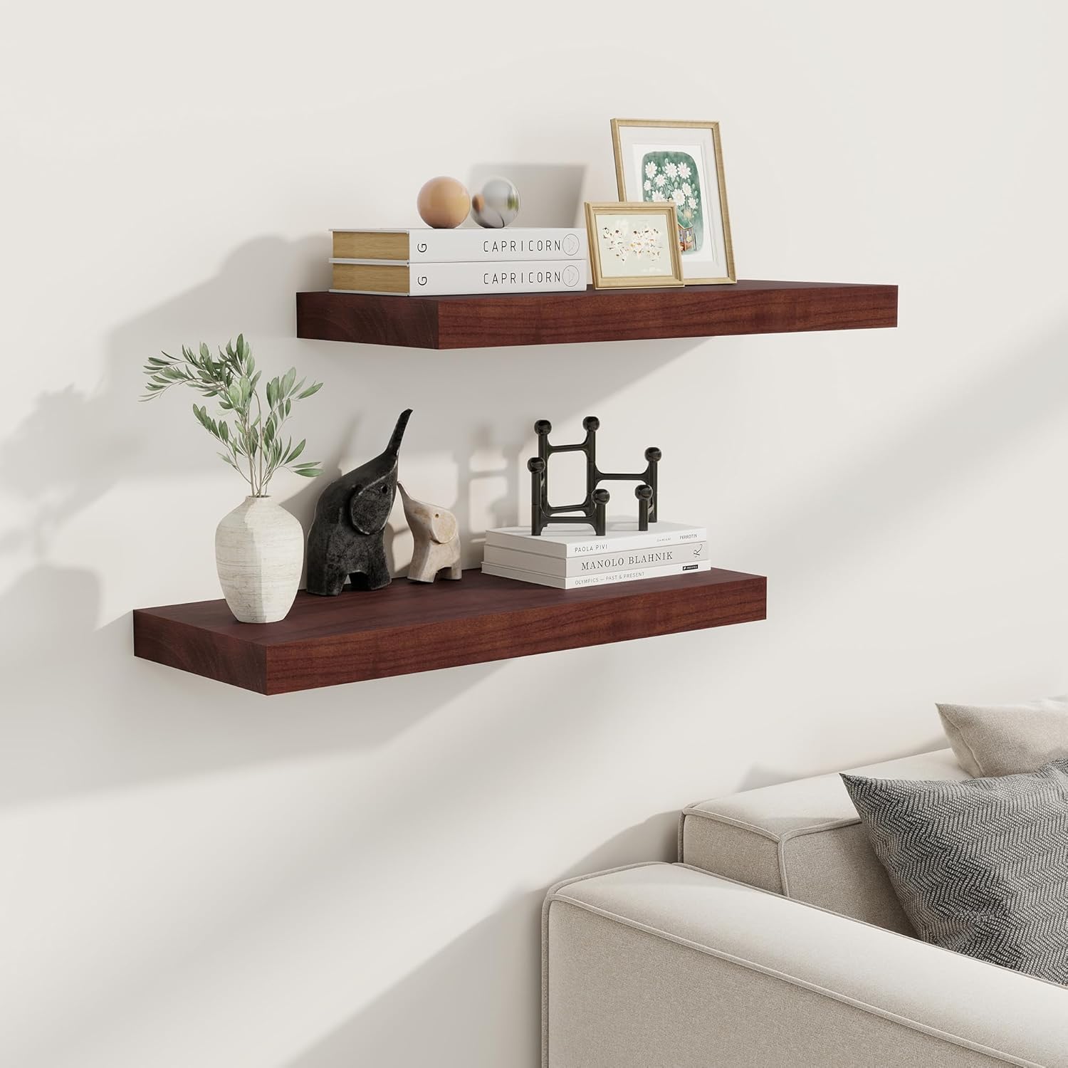 Rustic Solid Wood Floating Shelves Set of 2