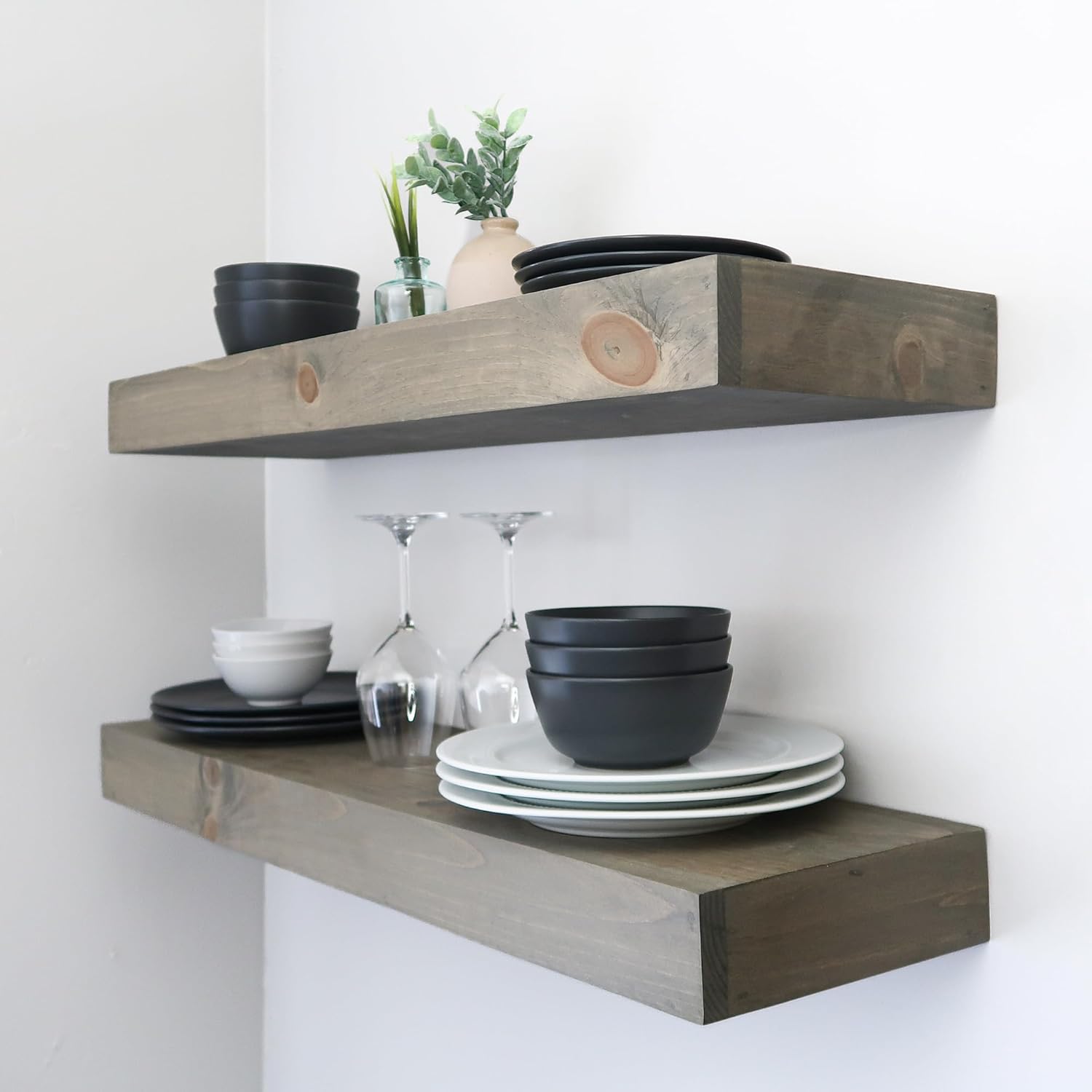 Modern Floating Shelves 3 Inches Thick Set of 2