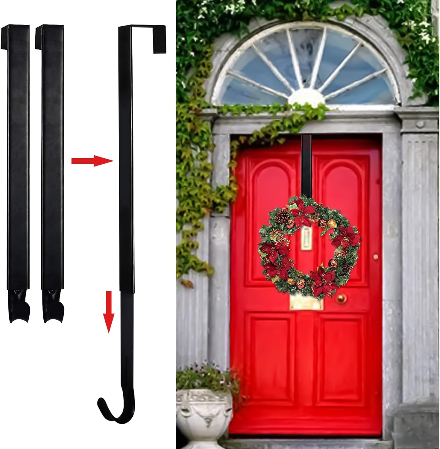 Adjustable Wreath Hanger for Front Door 2 Pack