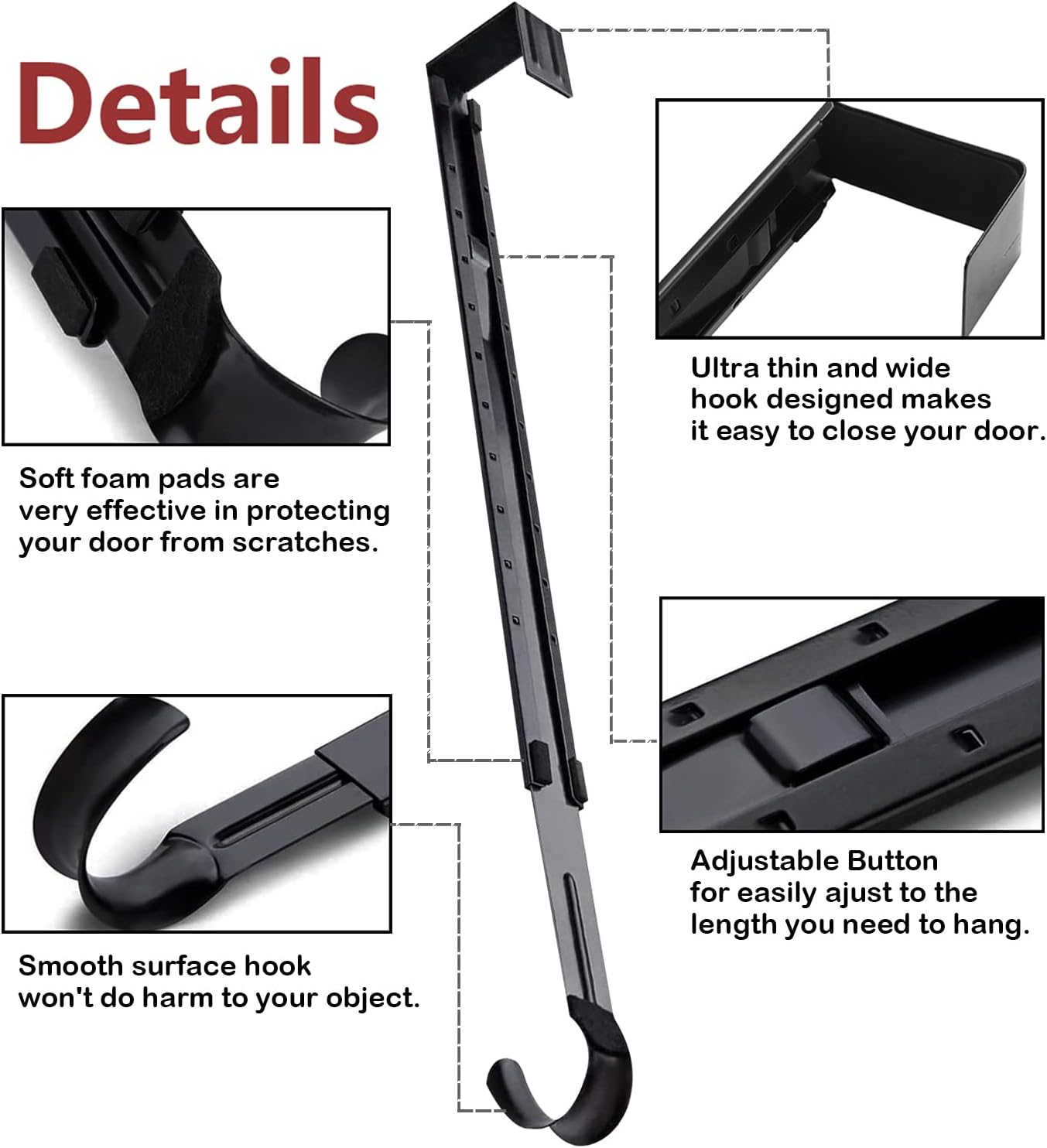 Adjustable Wreath Hanger Front Door Black 15-25 Inches