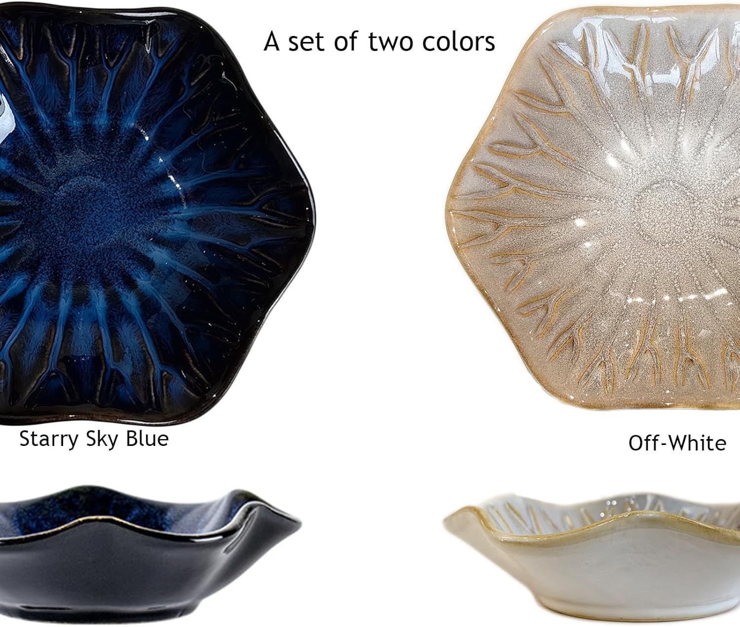 ASBEFORE Ceramic Incense Holder 2PCS Blue Grey Flower