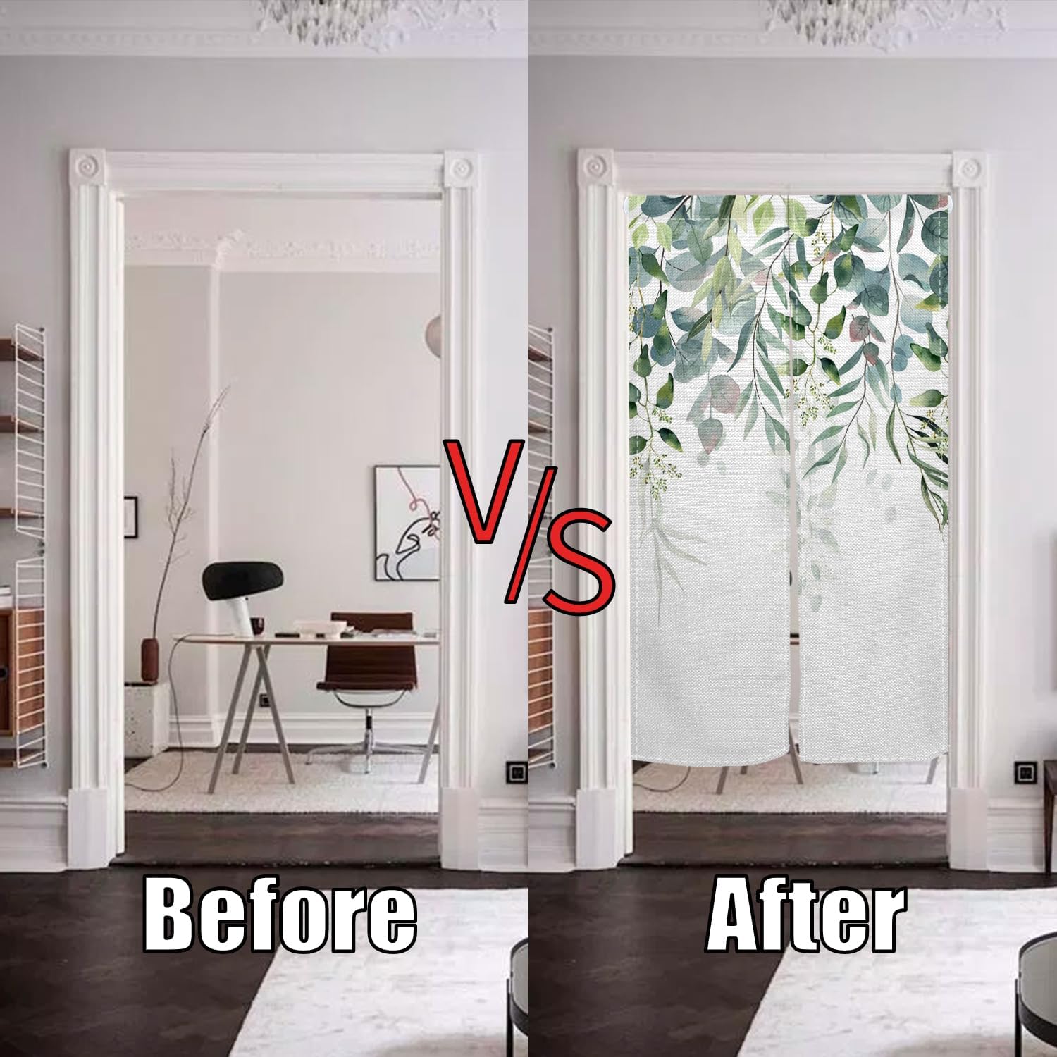 Japanese Noren Door Curtain Green Plants Print 335x709