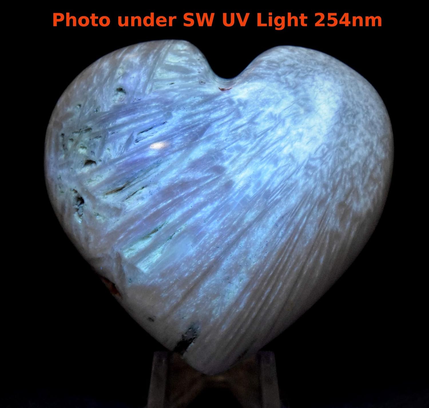 25 Inch White Scolecite Heart with Stand