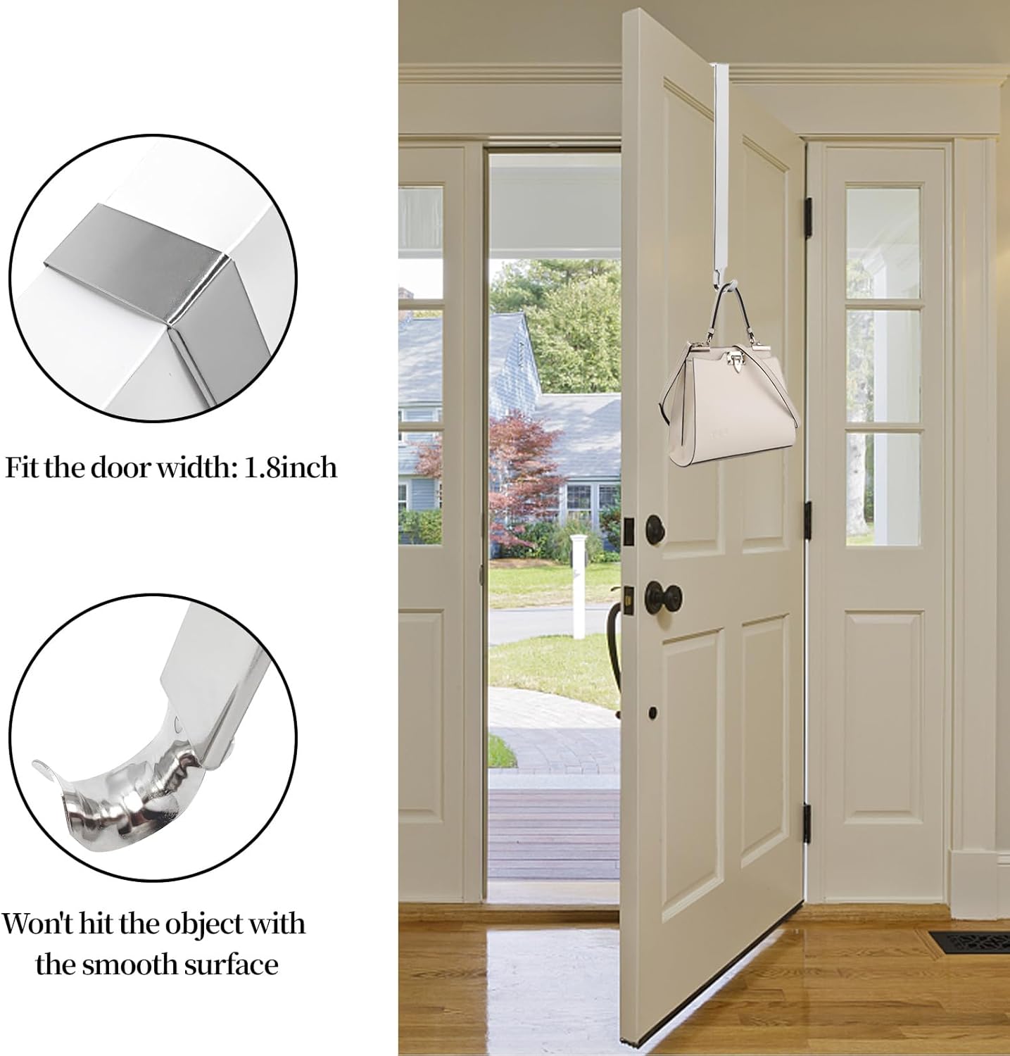 ZMCINER Adjustable Wreath Hanger for Front Door Silver