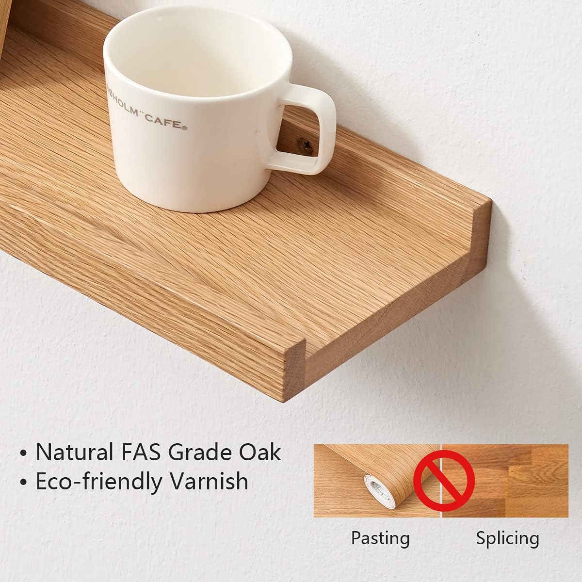 Natural Oak Wood Floating Shelf 12 Inch