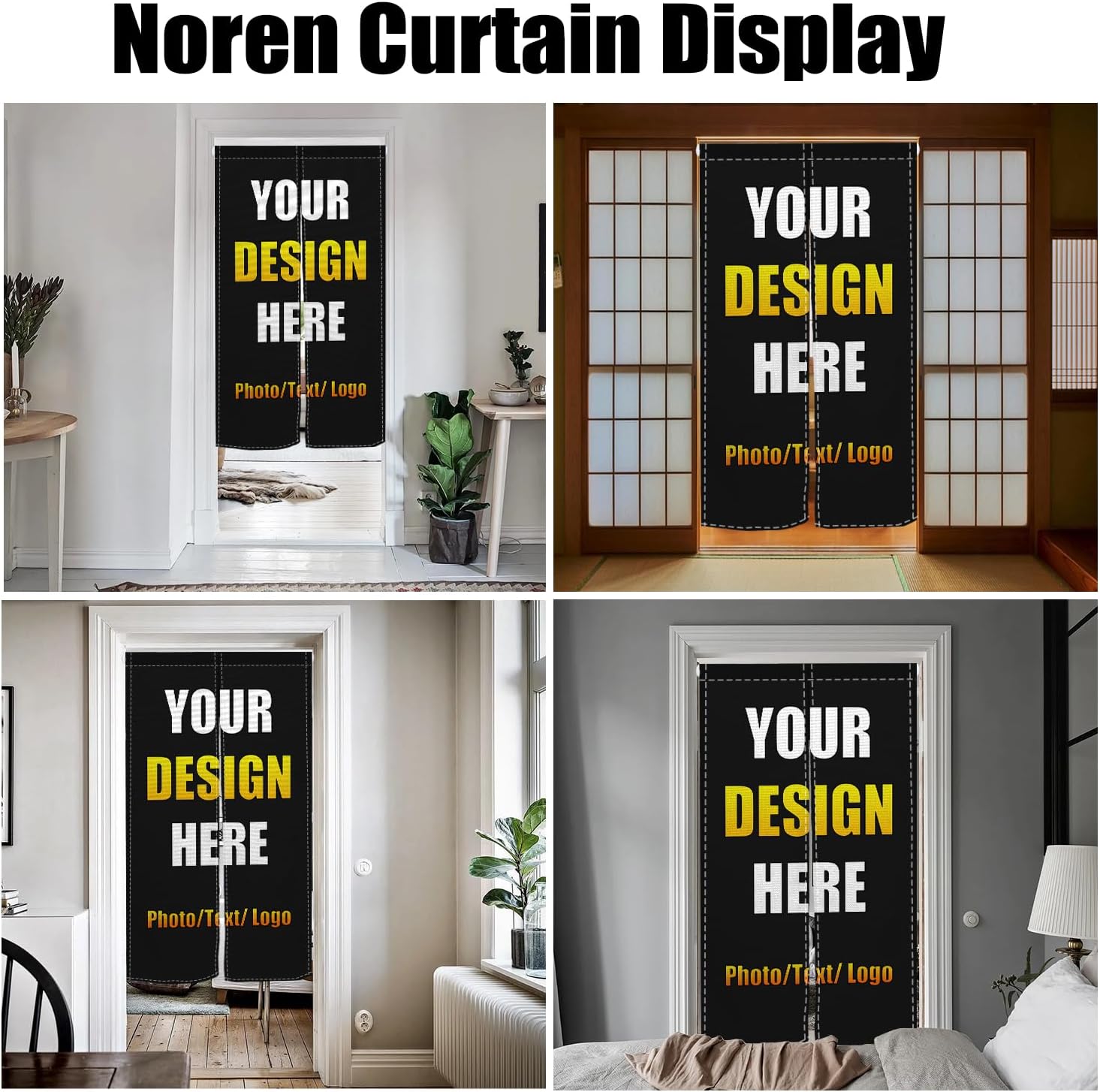 Leowefowa Custom Double Sided Noren Curtain Panel with Photo Text Logo