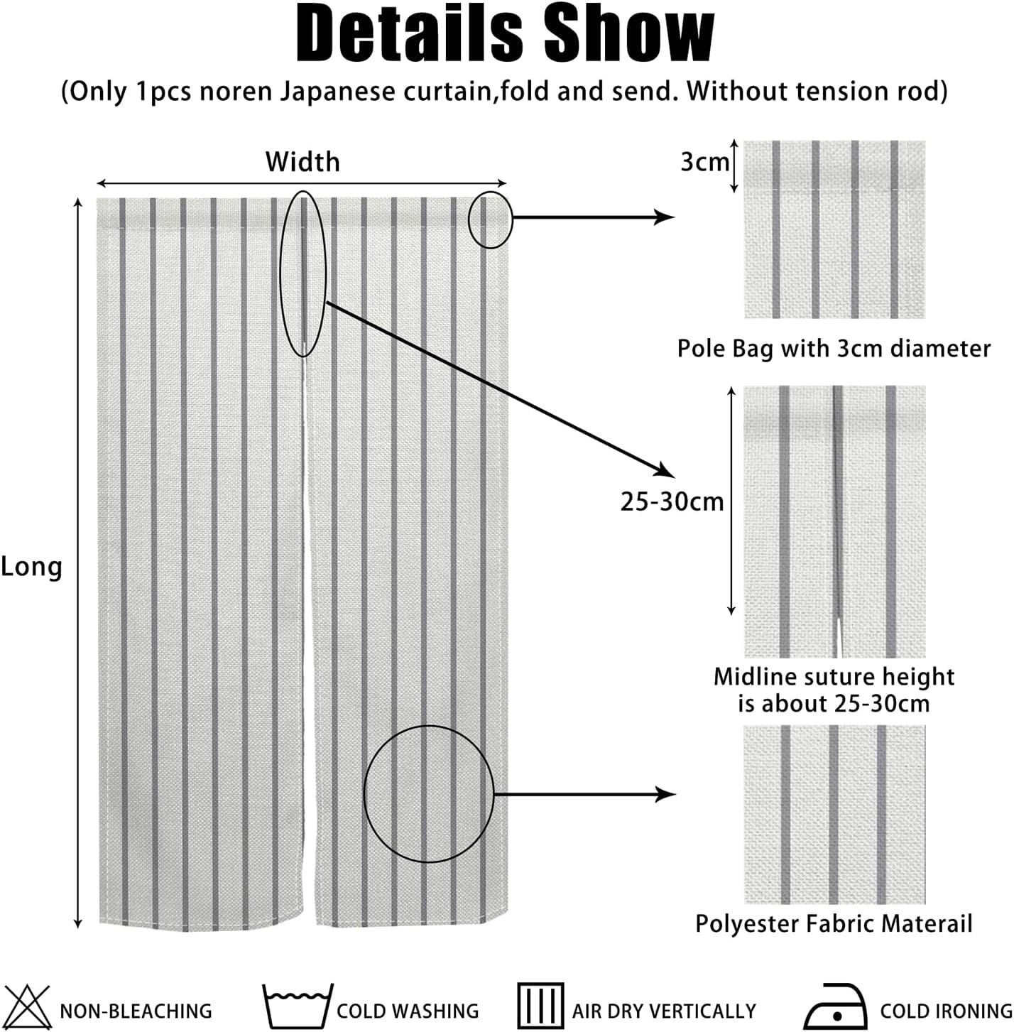 Japanese Style Noren Door Curtain Privacy Divider 34x60
