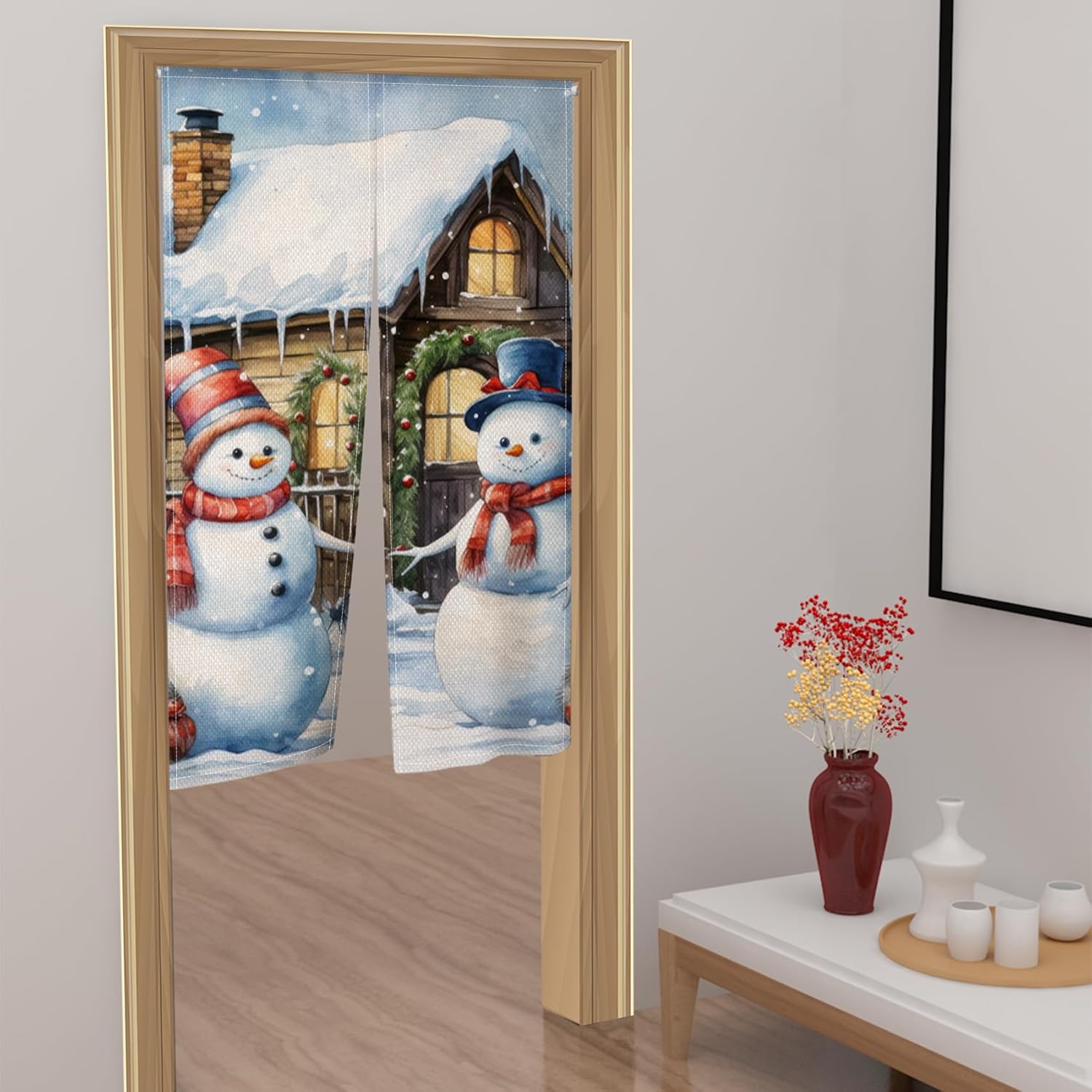 ChloropLastid Snowman Noren Door Curtain 34x60 Inch