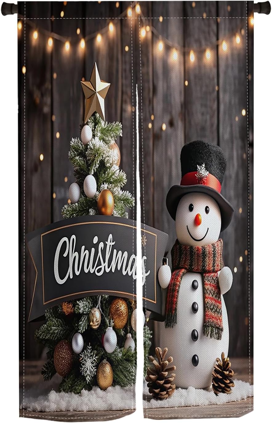 ChloropLastid Japanese Door Curtain Snowman Christmas Divider