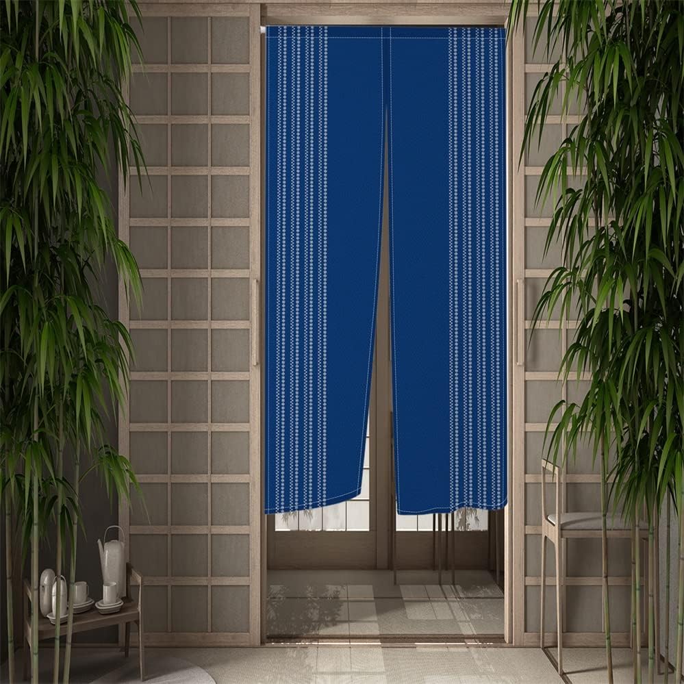 Leowefowa Japanese Noren Door Curtain Panel 335x59 In Royal Blue