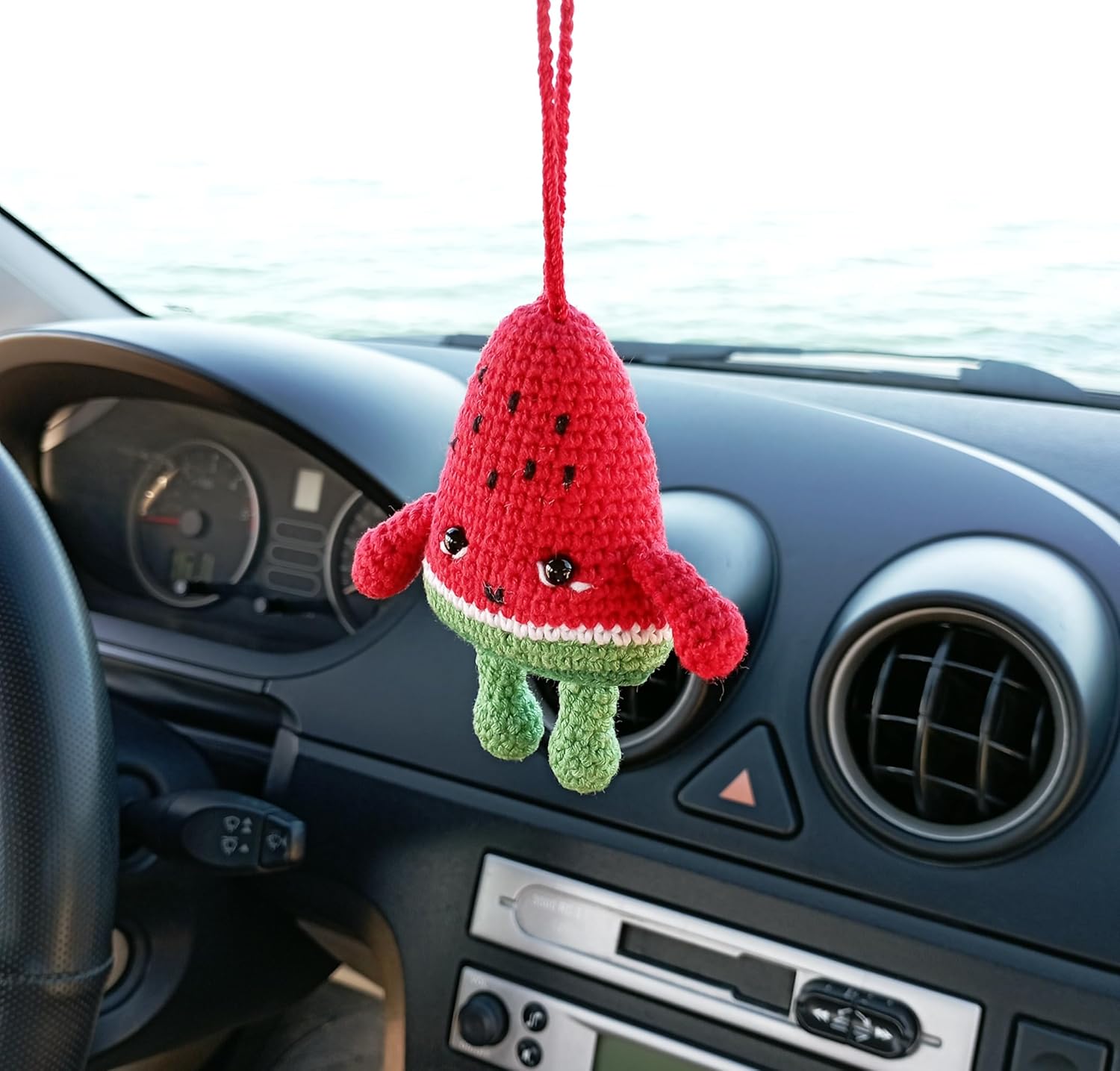 Watermelon Crochet Mirror Holder Cute Car Accessories Decor
