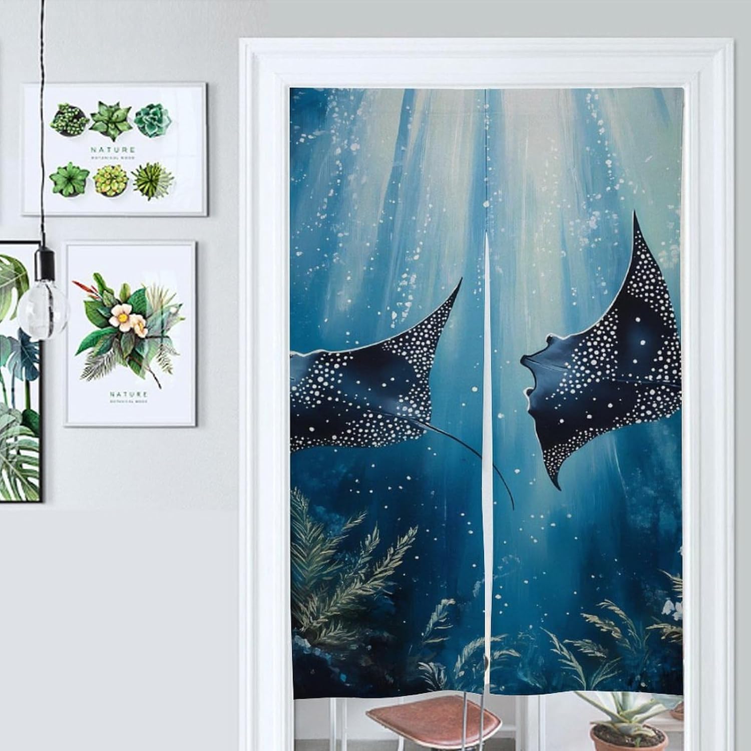 Manta Rays Ocean Noren Doorway Curtains Darkening Drapes Room Divider
