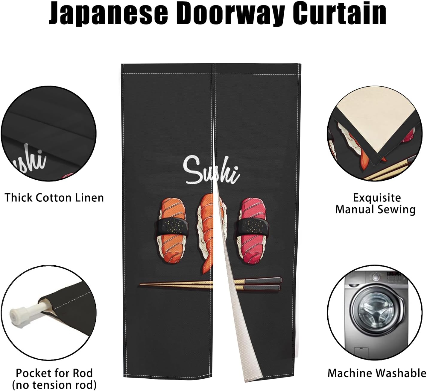 Traditional Japanese Noren Curtain for Wall Privacy Divider