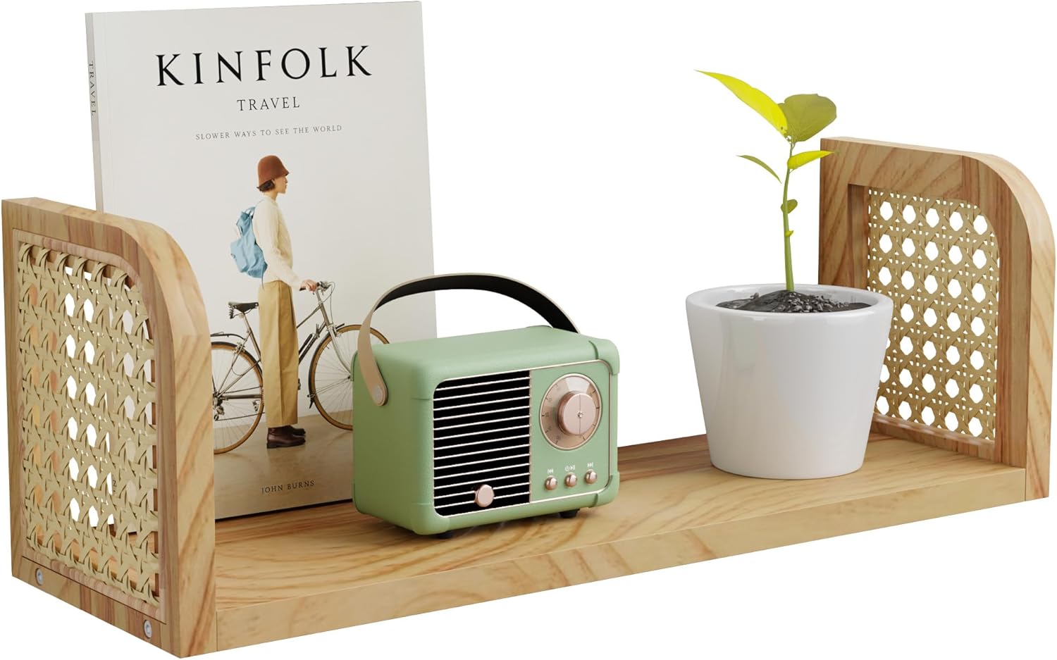 Rattan Floating Shelf for Home and Office