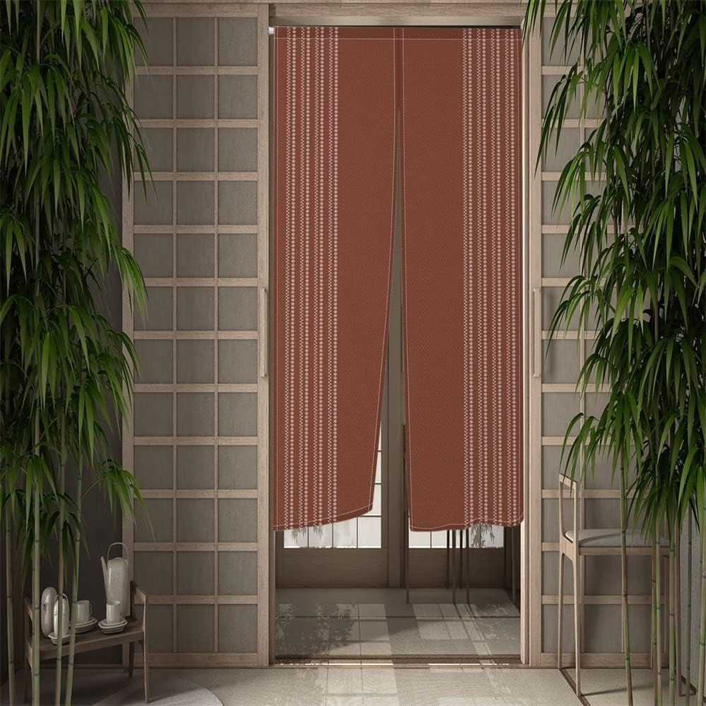Leowefowa Japanese Noren Door Curtain Panel 335x59 Inch Beads Brick Red