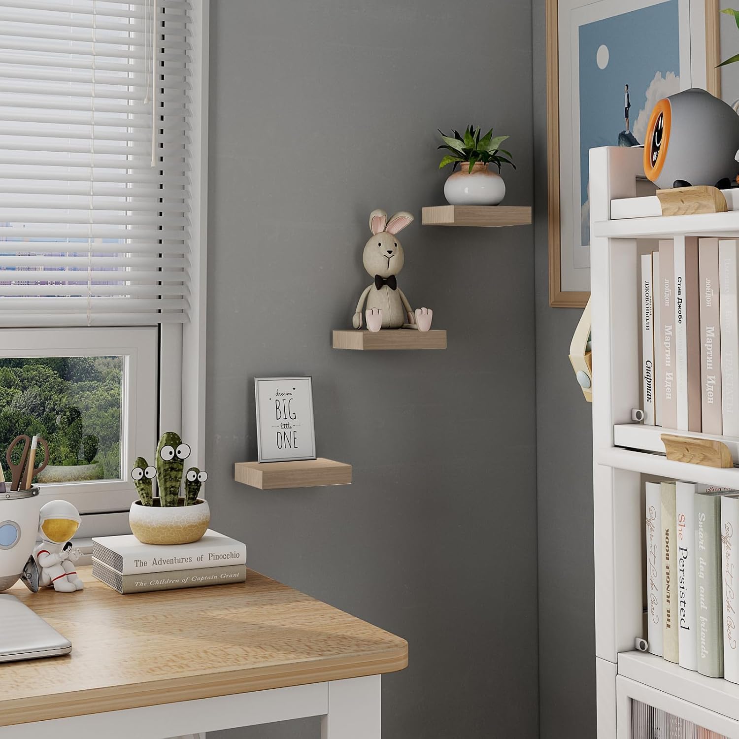 PopiShelves 3 Piece 6 Inch Wall Floating Shelves Set