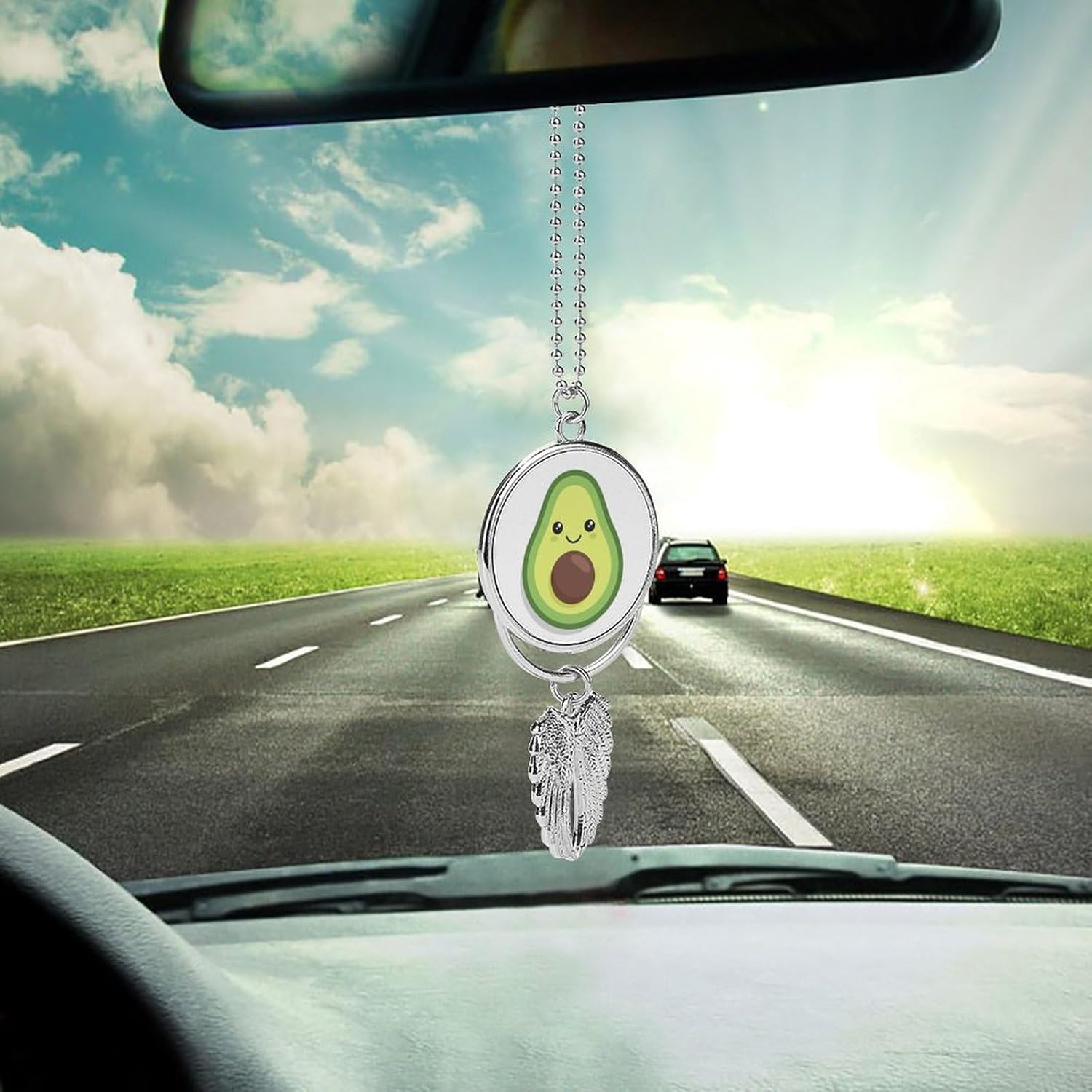 Elegant Car Hanging Ornament - Kawaii Avocado Mirror Pendant