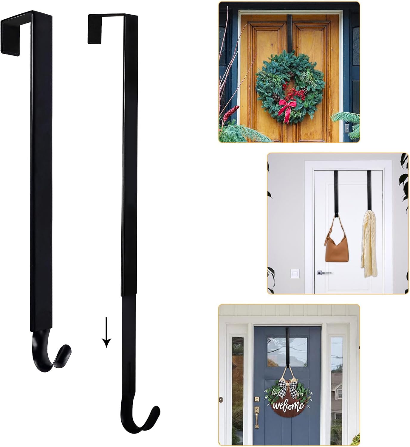 Shangtianfeng 2 Pack Adjustable Front Door Wreath Hangers