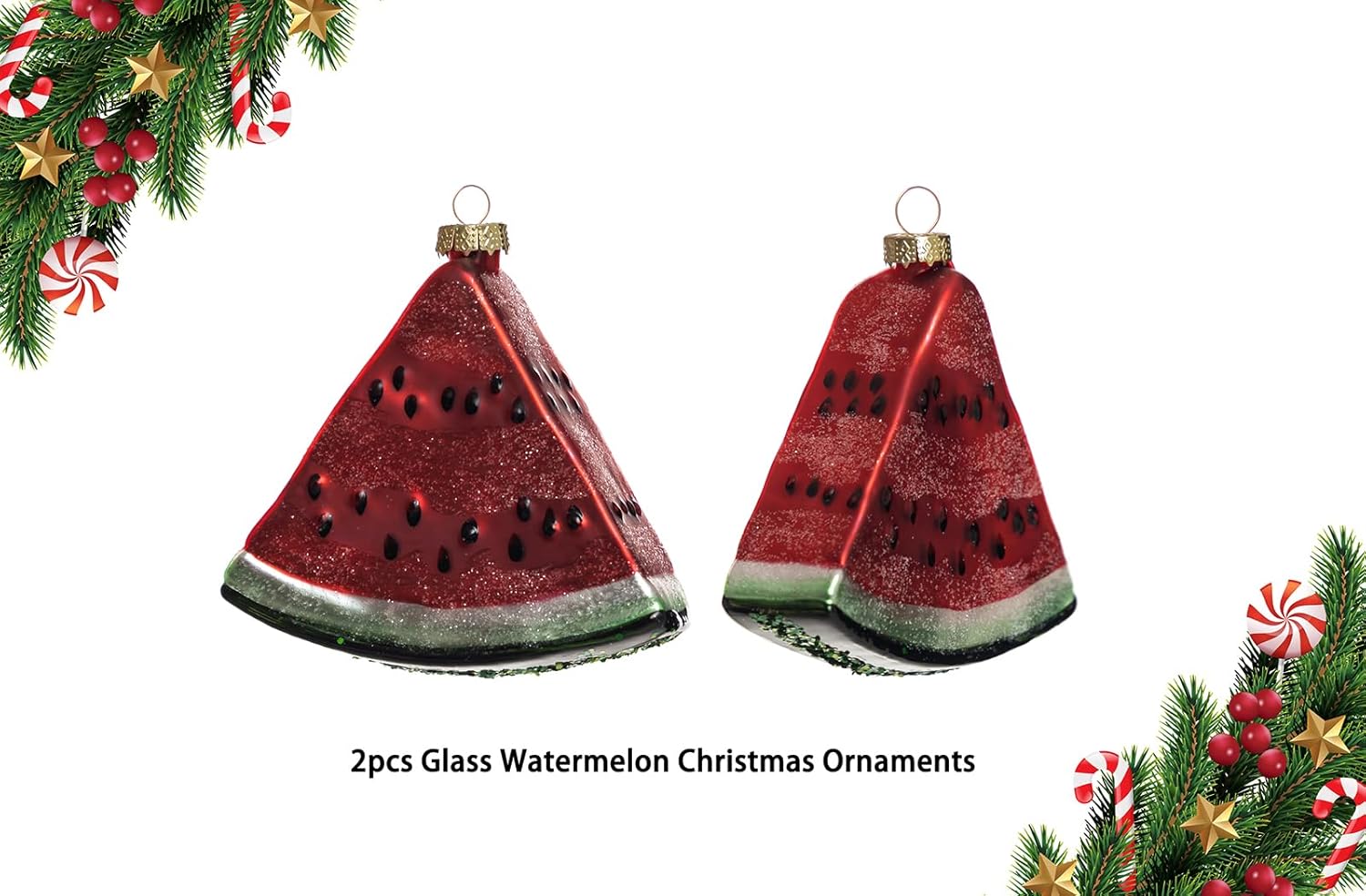 2pcs Glass Watermelon Christmas Ornaments for Tree