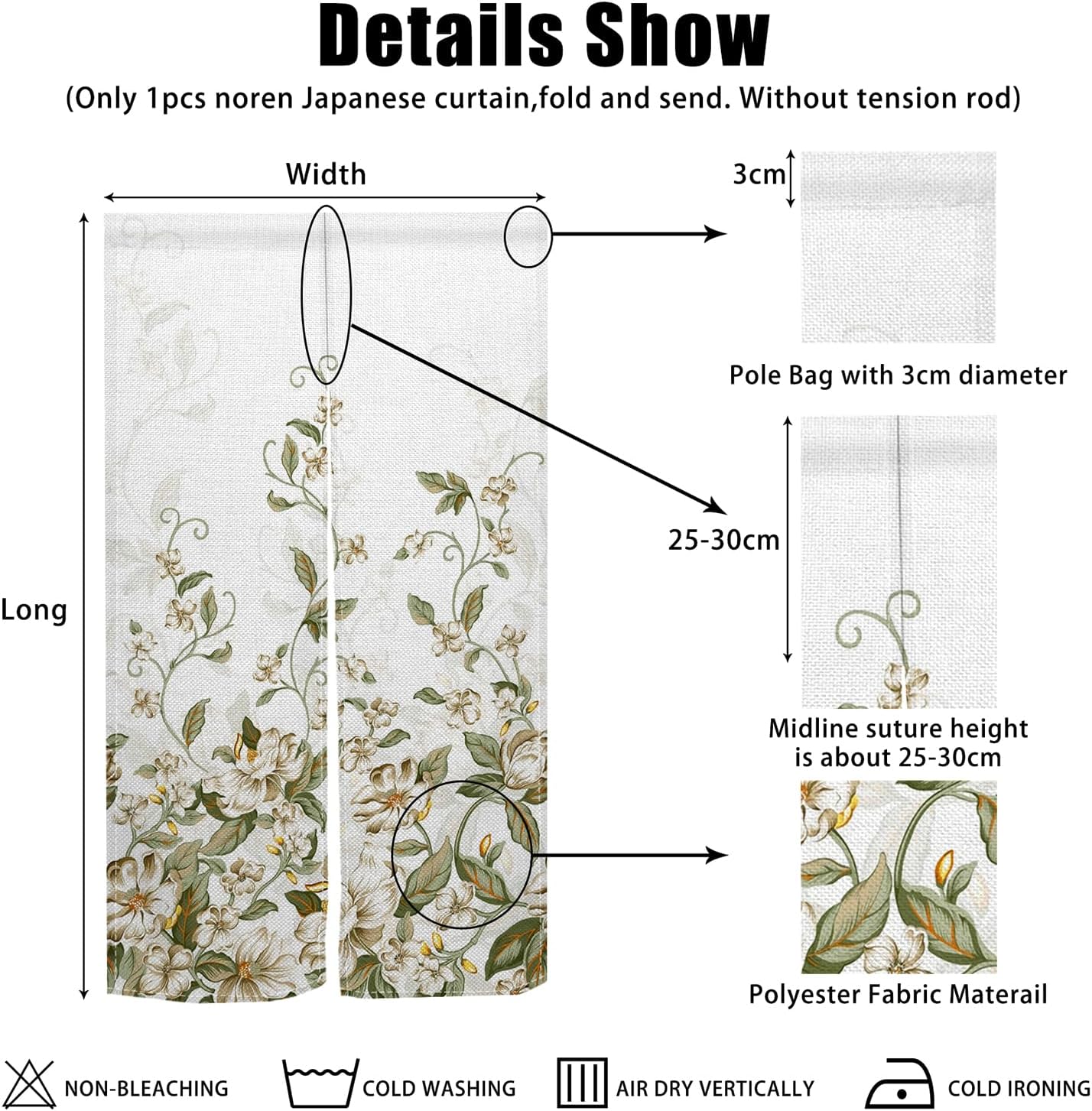 Japanese Style Door Curtain Noren Privacy Divider 335x709