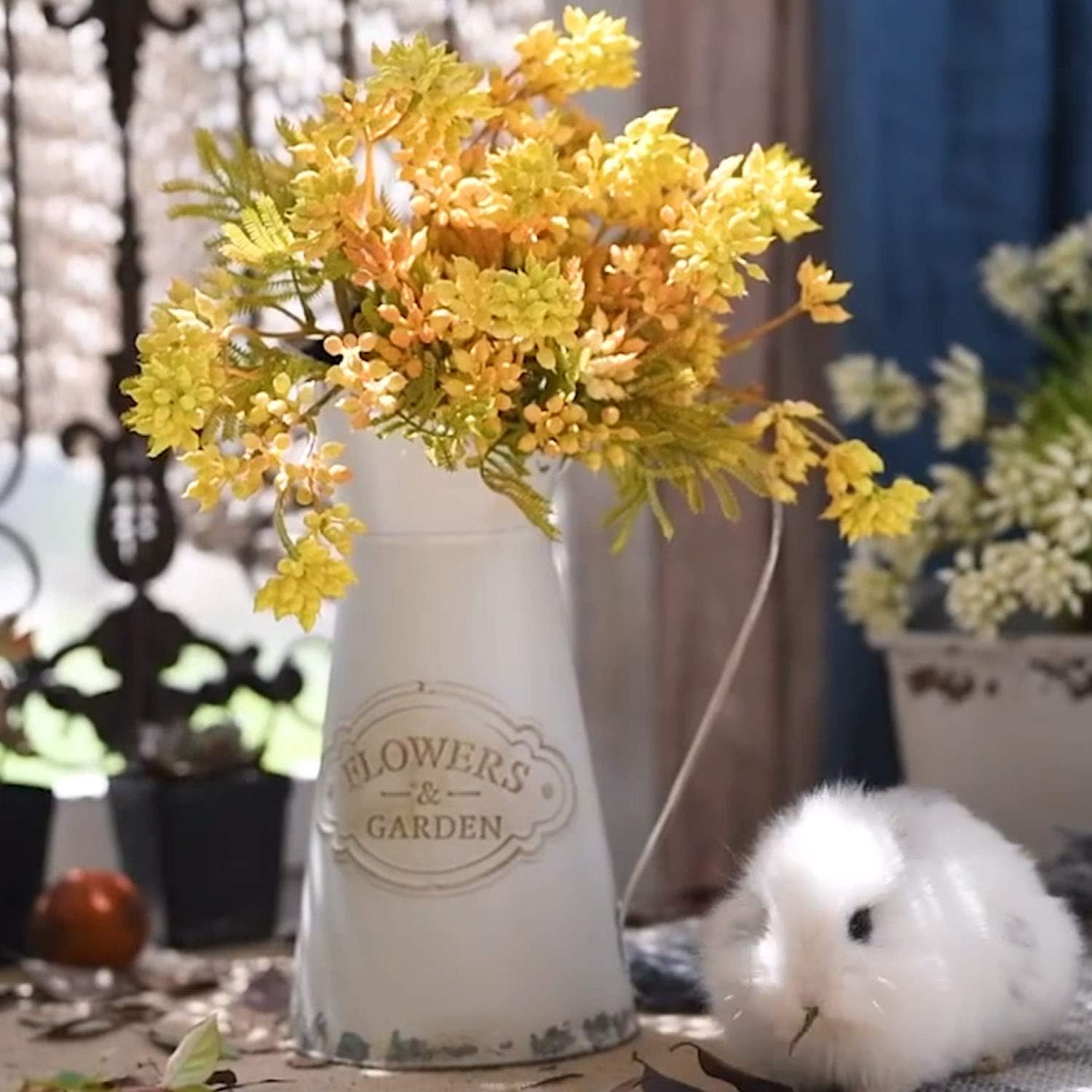 Rustic Metal Flower Vase with Shabby Chic Design