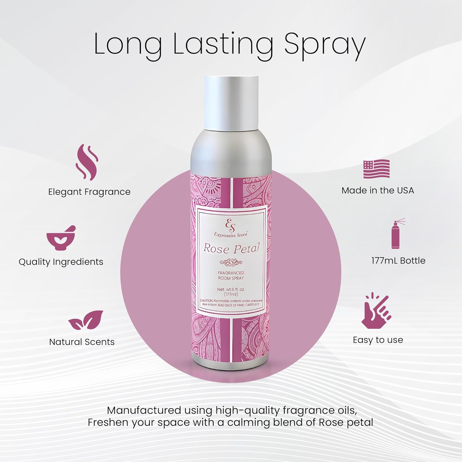 Expressive Scent Room Freshener Spray - Premium Rose Fragrance 6 FL Oz