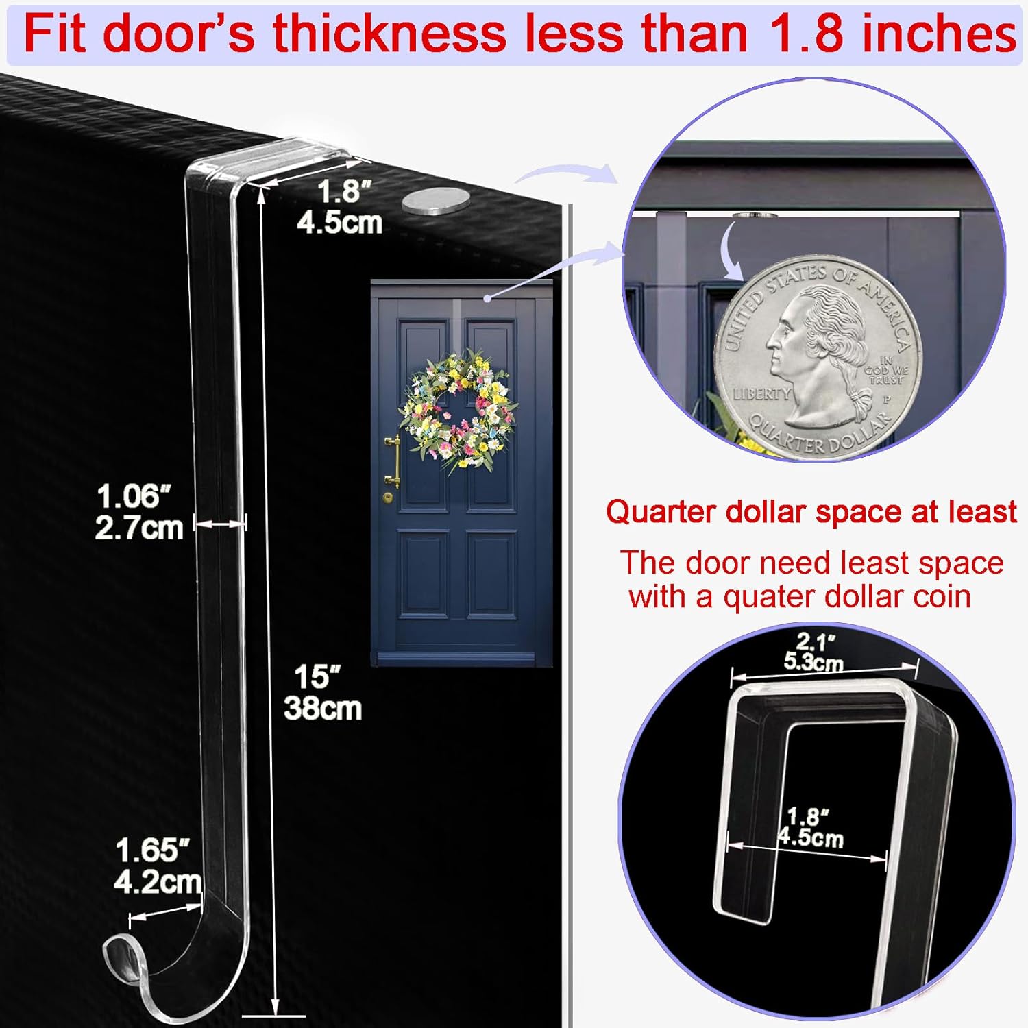 15 Inch Wreath Hangers 2 Pack for Front Door