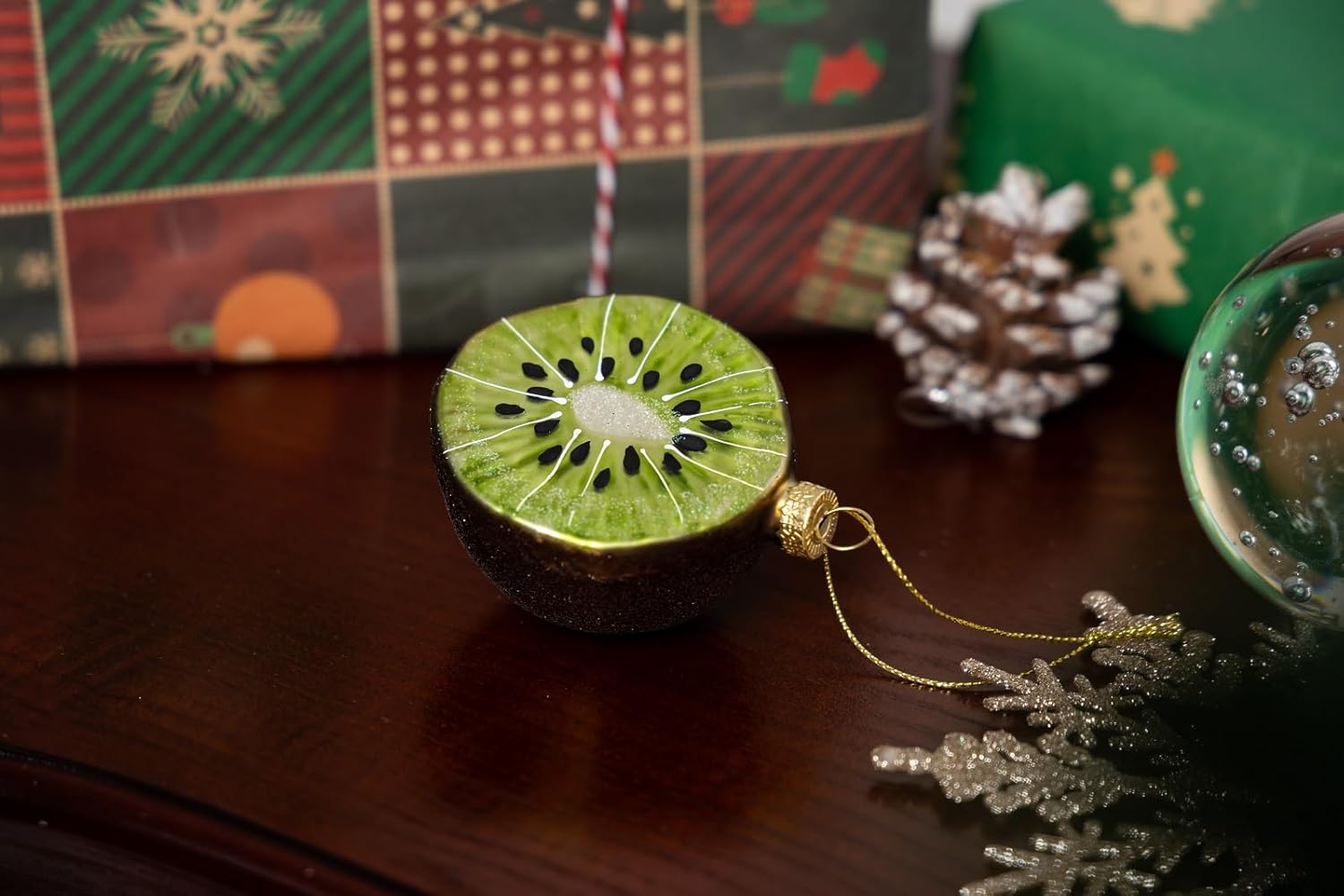 2pcs Glass Kiwi Fruit Christmas Tree Ornaments