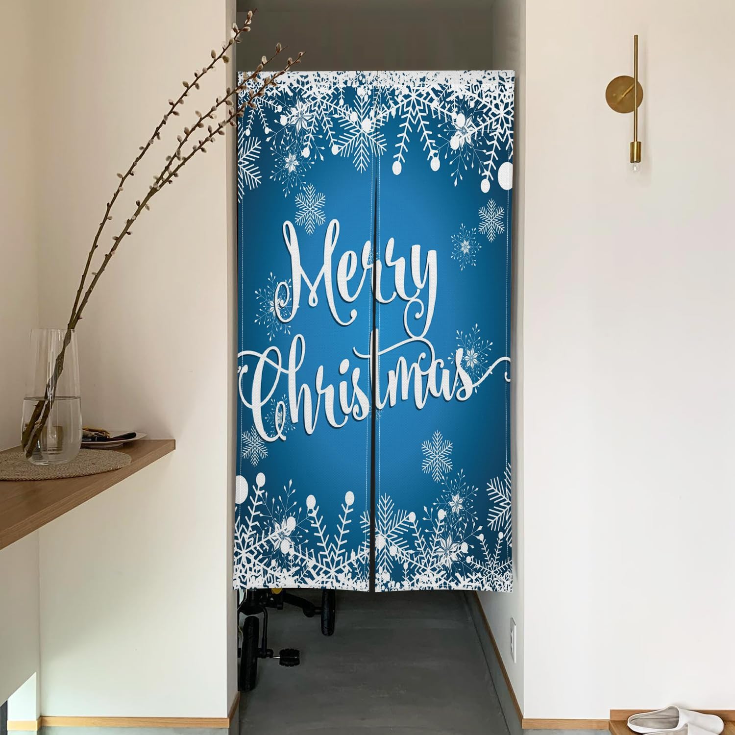 ChloropLastid Blue Snowflake Noren Door Curtain