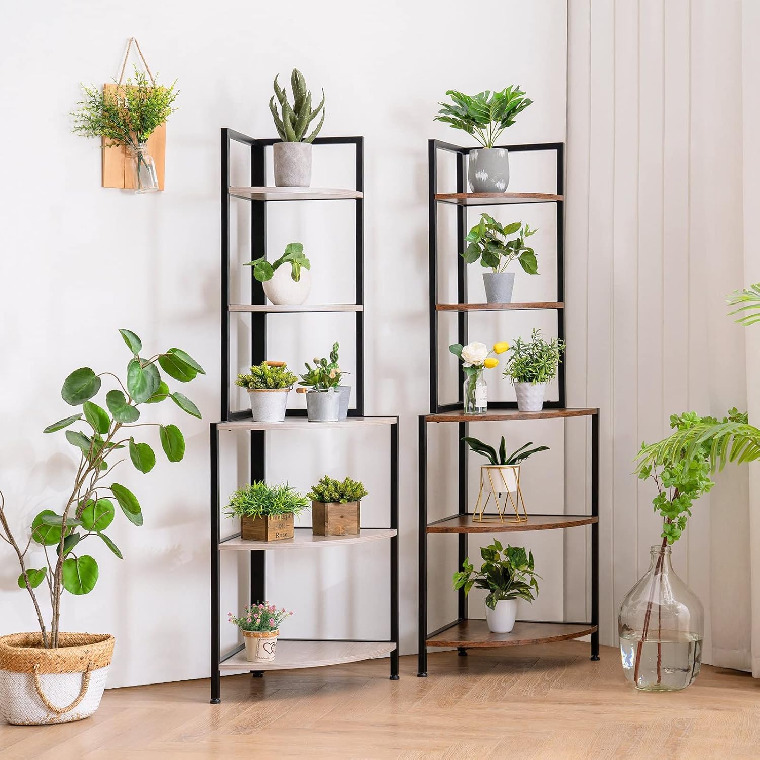 Apicizon 5 Tier Corner Shelf with Metal Frame